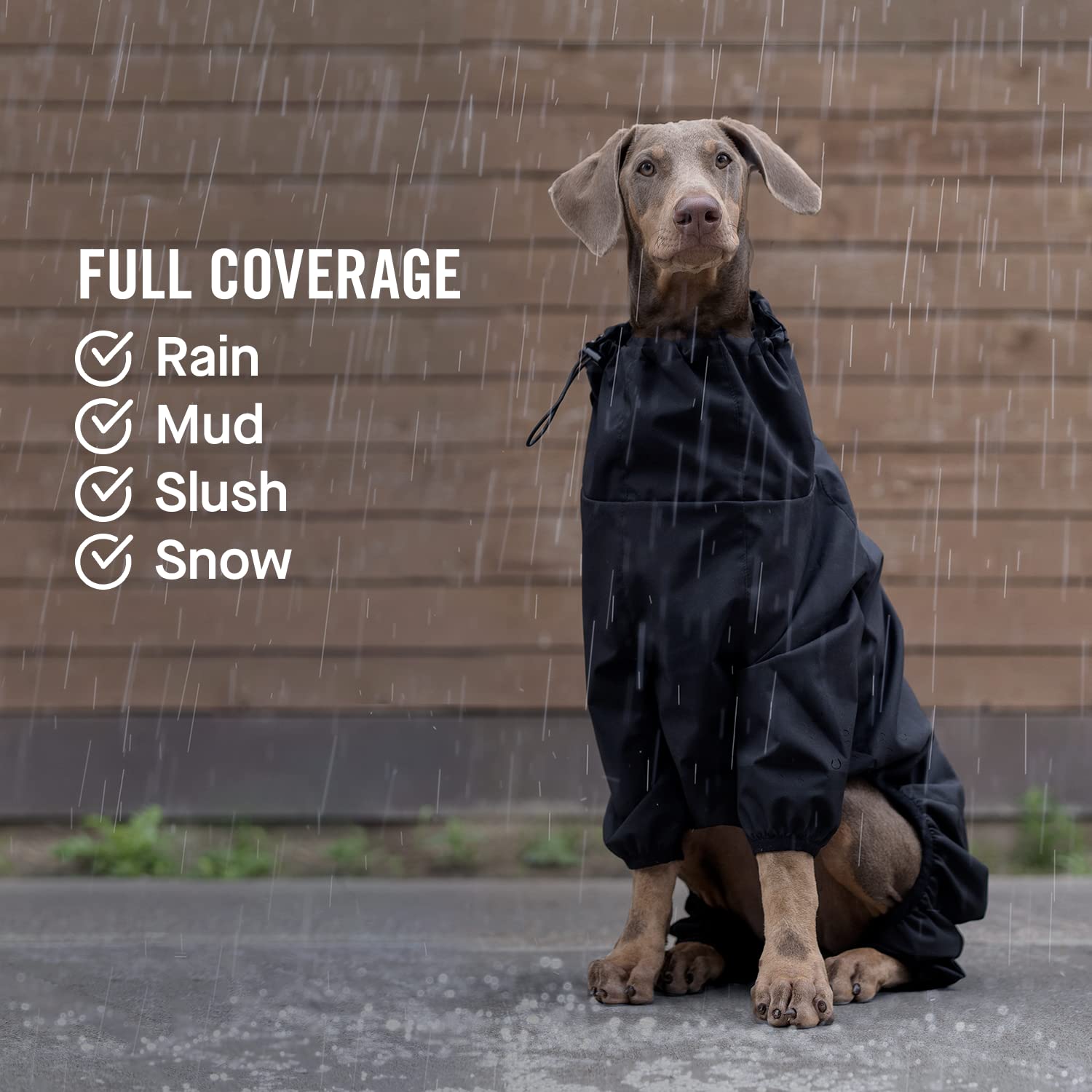 Canada Pooch Dog Slush Suit Dog Bodysuit For Rain And Snow Full Body Dog Suit Water-Resistant Dog Onesie (Black, 18 (17-19'' Bac