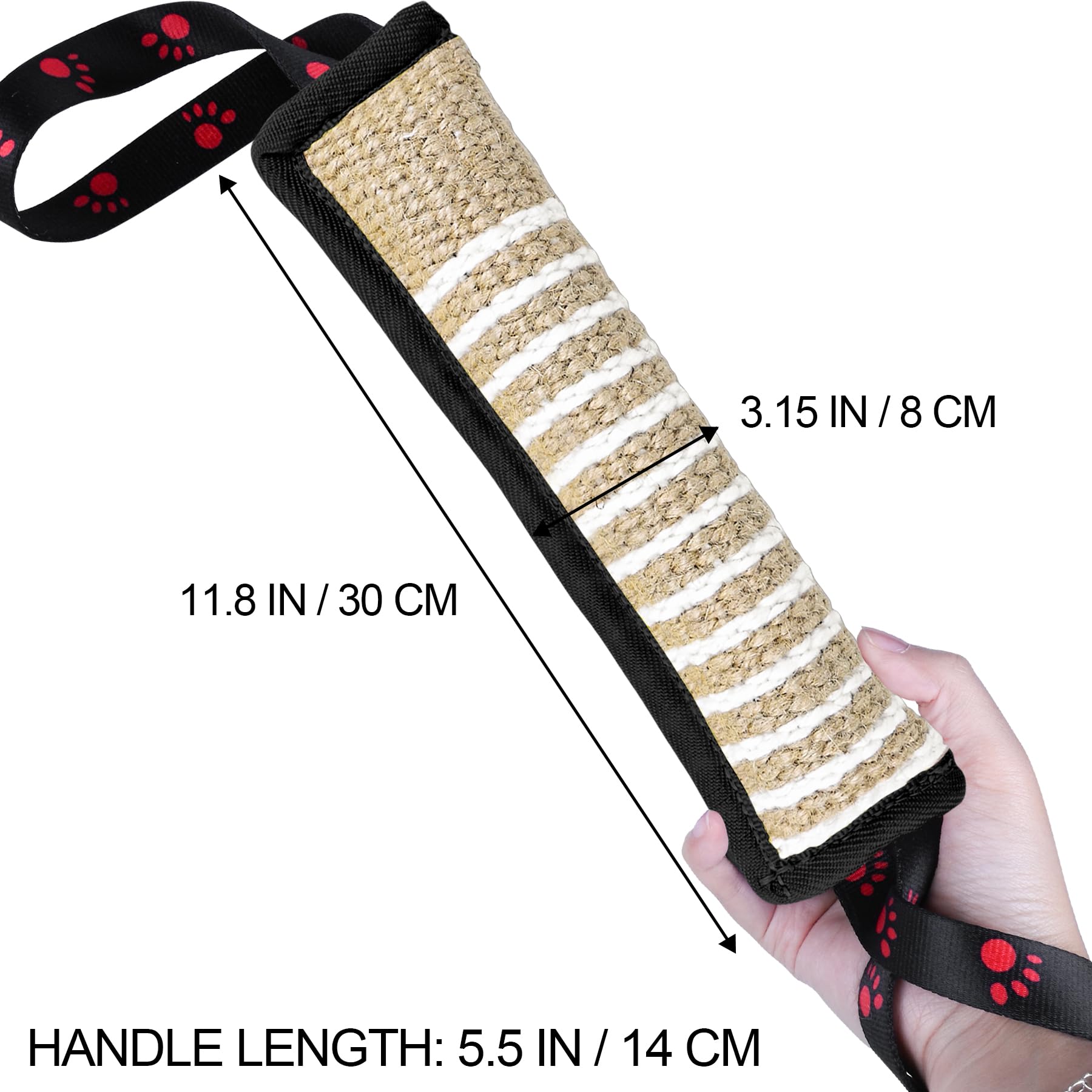 Dog Tug Toy Dog Bite Jute Pillow Pull Toy with 2 Strong Handles Perfect for Tug of War, Puppy Interactive Play, Tear Resistant B