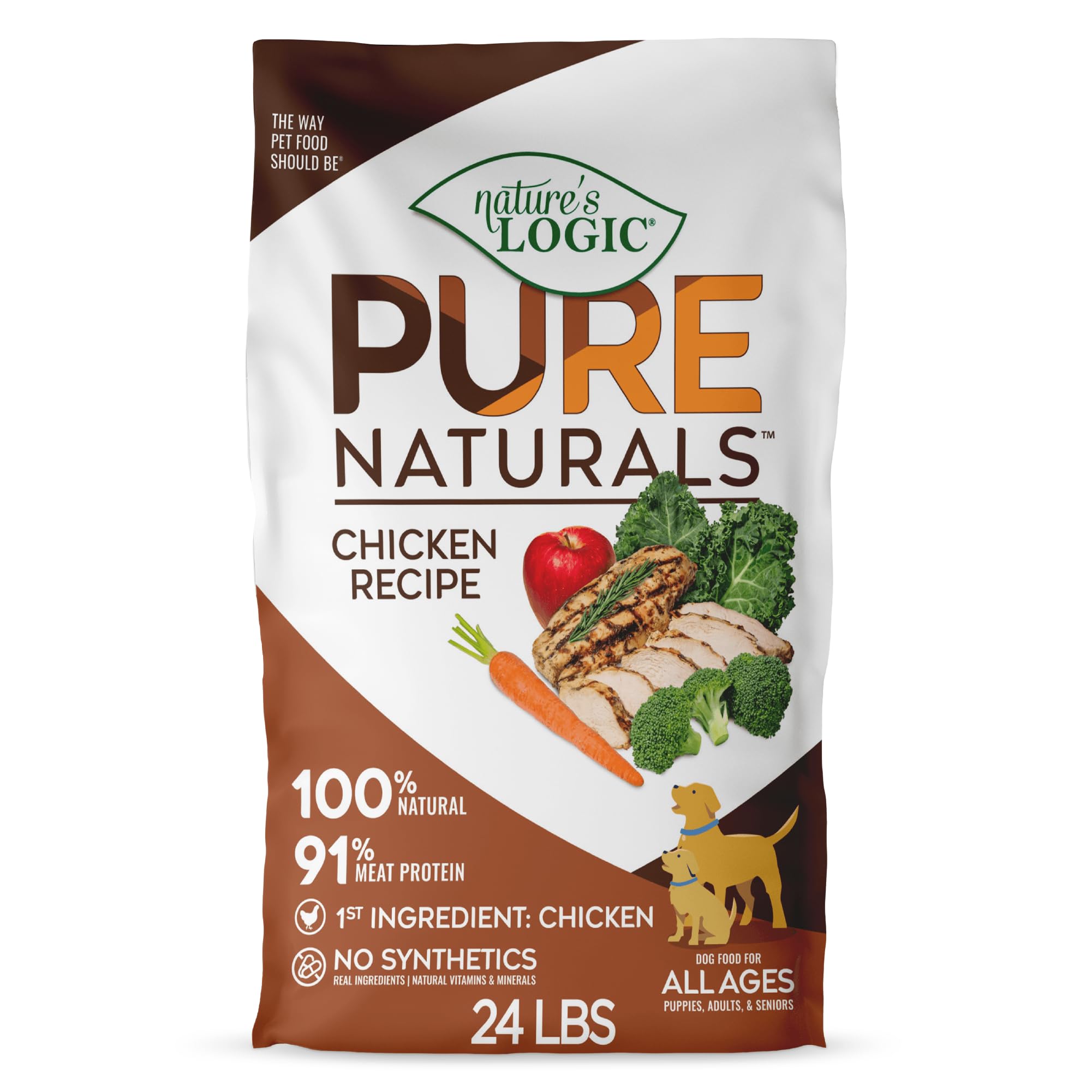 NATURES LOGIC Pure Naturals 100% Natural Chicken Recipe Synthetic-Free Dry Dog Food, 24 lbs