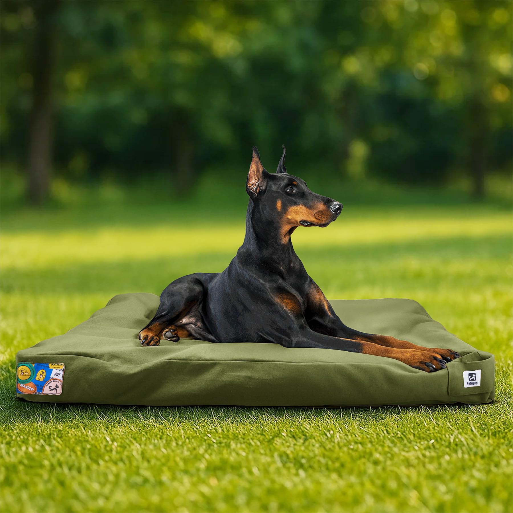 Sytopia 42-Inch Canvas Outdoor Dog Bed - Chew-Proof, Waterproof & Washable With Removable Cover, Ideal For Medium & Large Dogs -