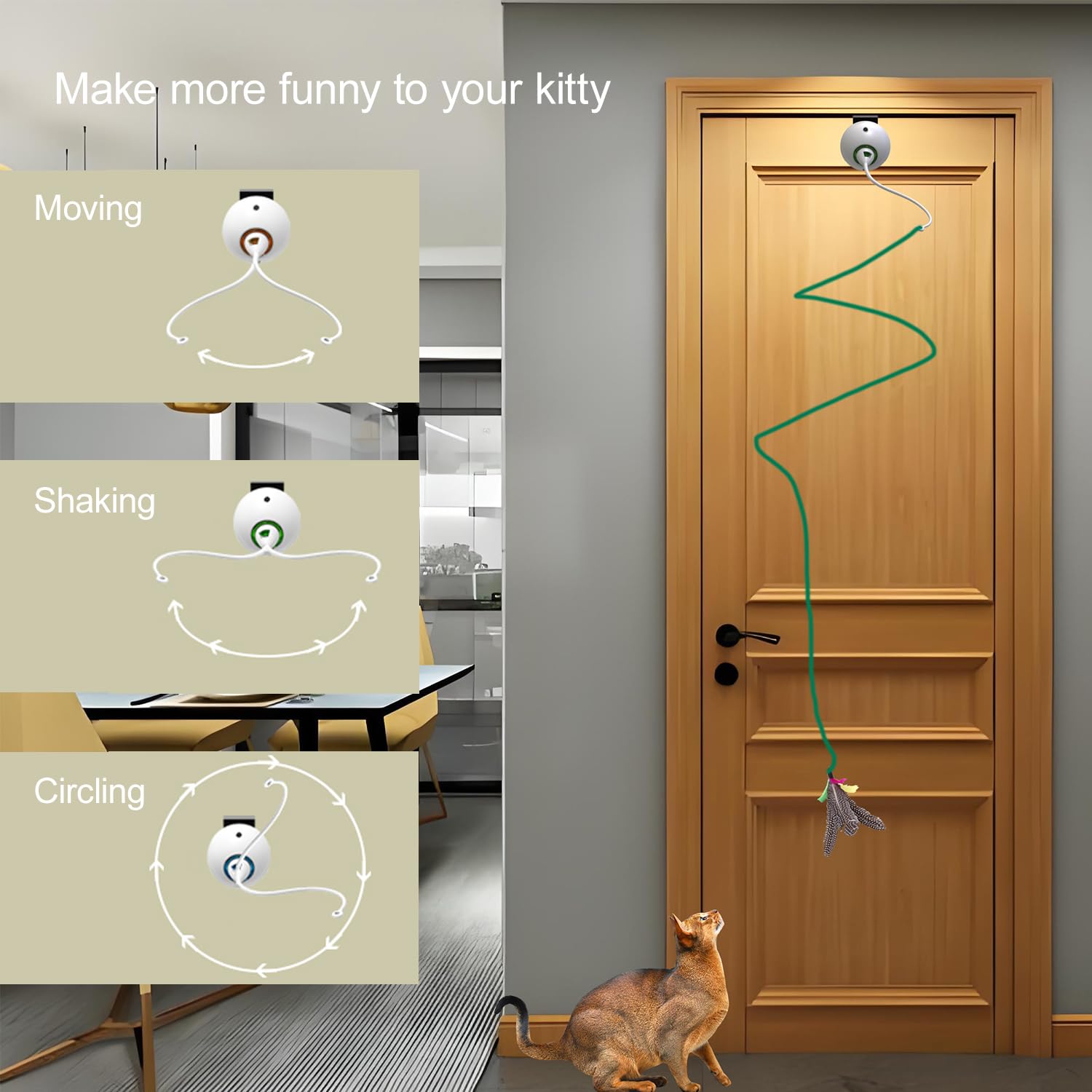 Scsuupoee Cat Toys Interactive For Indoor, Cats Toy Hanging Door Electric For Bored, Feather Toy Kitten Rechargeable Door Hangin