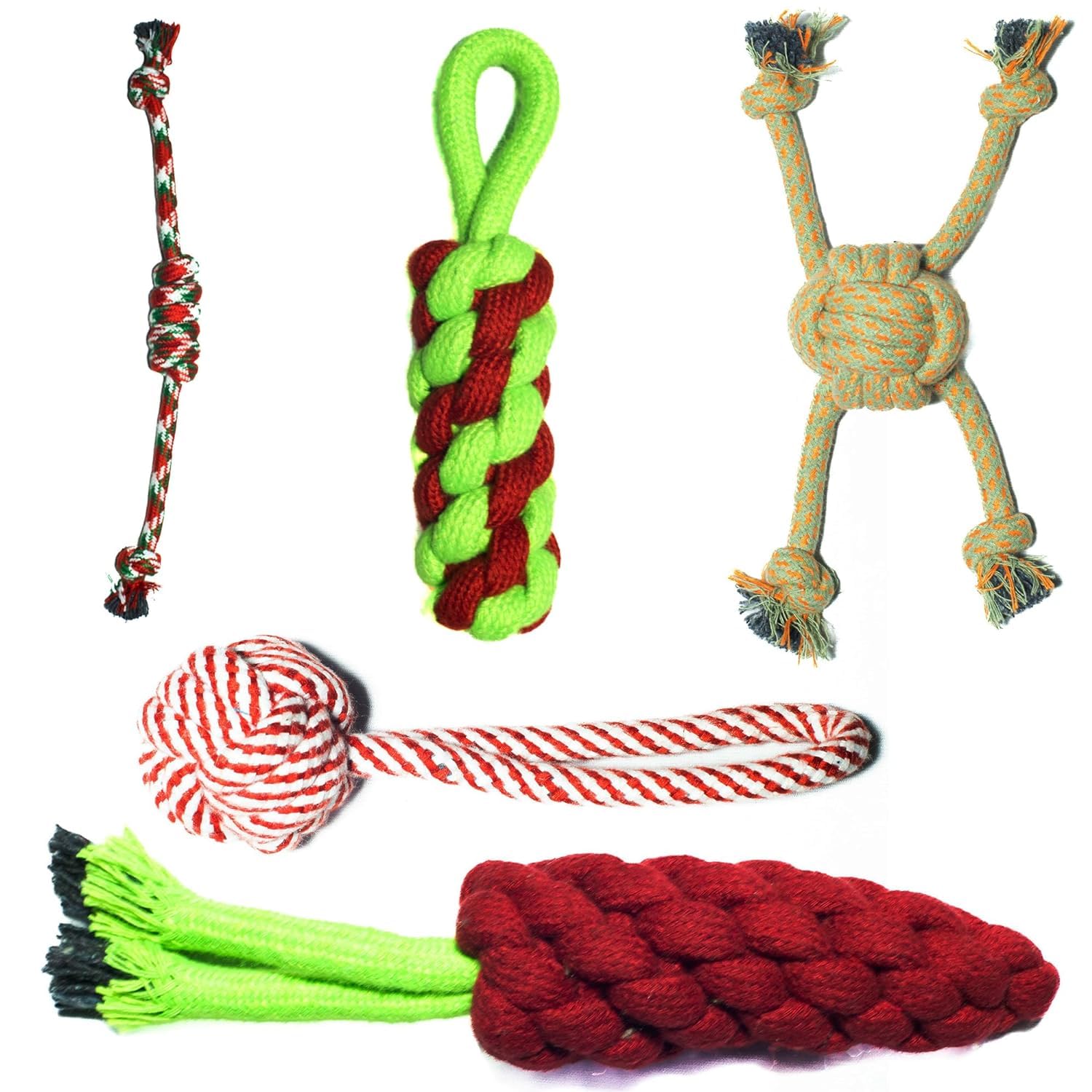 Furry Castle Dog Rope Toys Set Of 5  Tough Chew Toys For Aggressive Chewers & Large Breeds | Heavy Duty Indestructible Cotton D