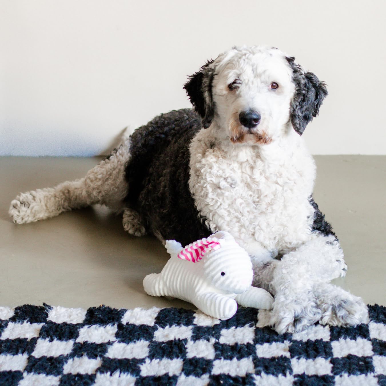 Midlee Stripe Ears White Easter Rabbit Dog Toy