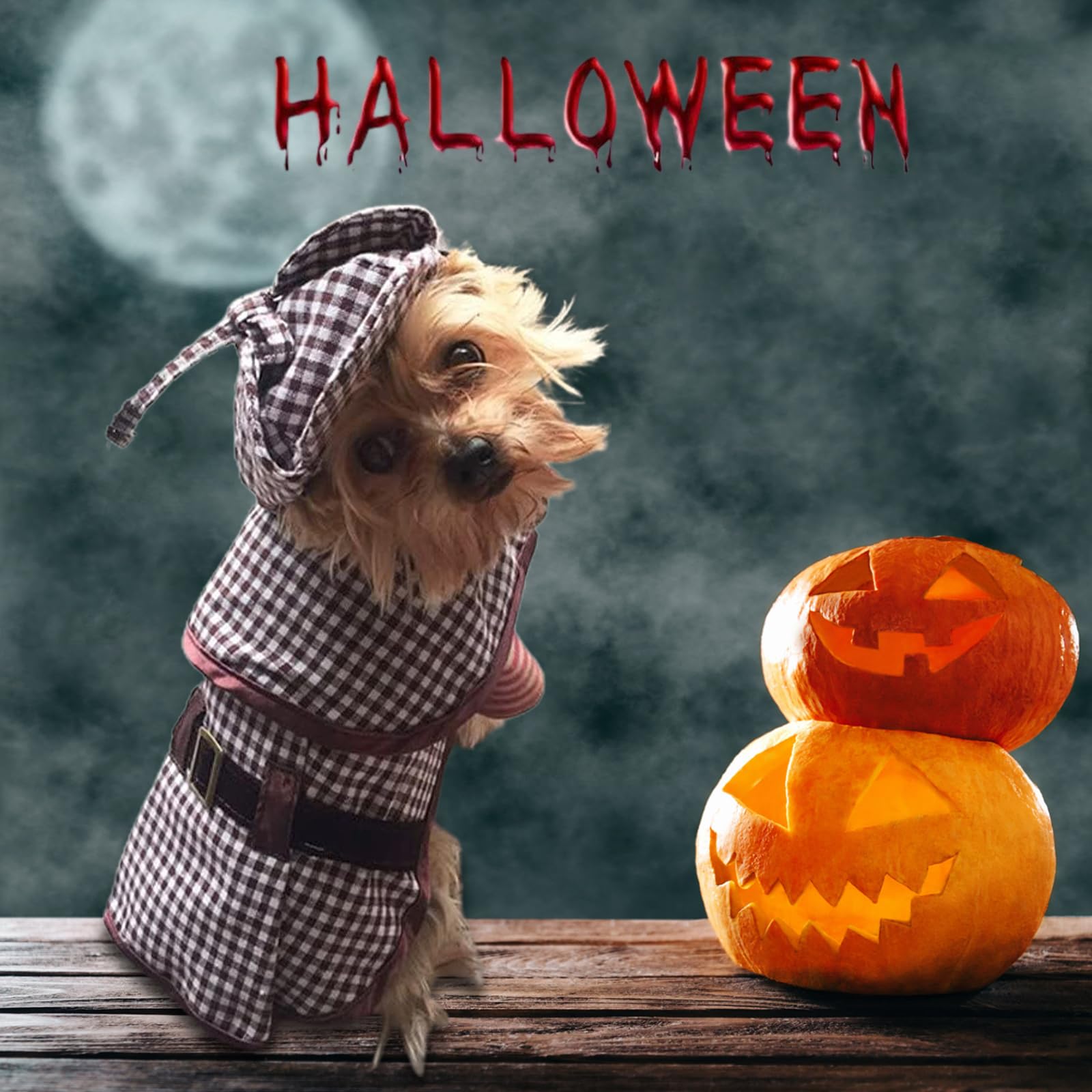 Dog Halloween Costume Famous Detective Dog Costume, Dog Detective Costume Halloween For Dogs Outfit Pet Costume, Funny Dog Cosplay Costume Small Dog Halloween Costume For Christmas Birthday Party