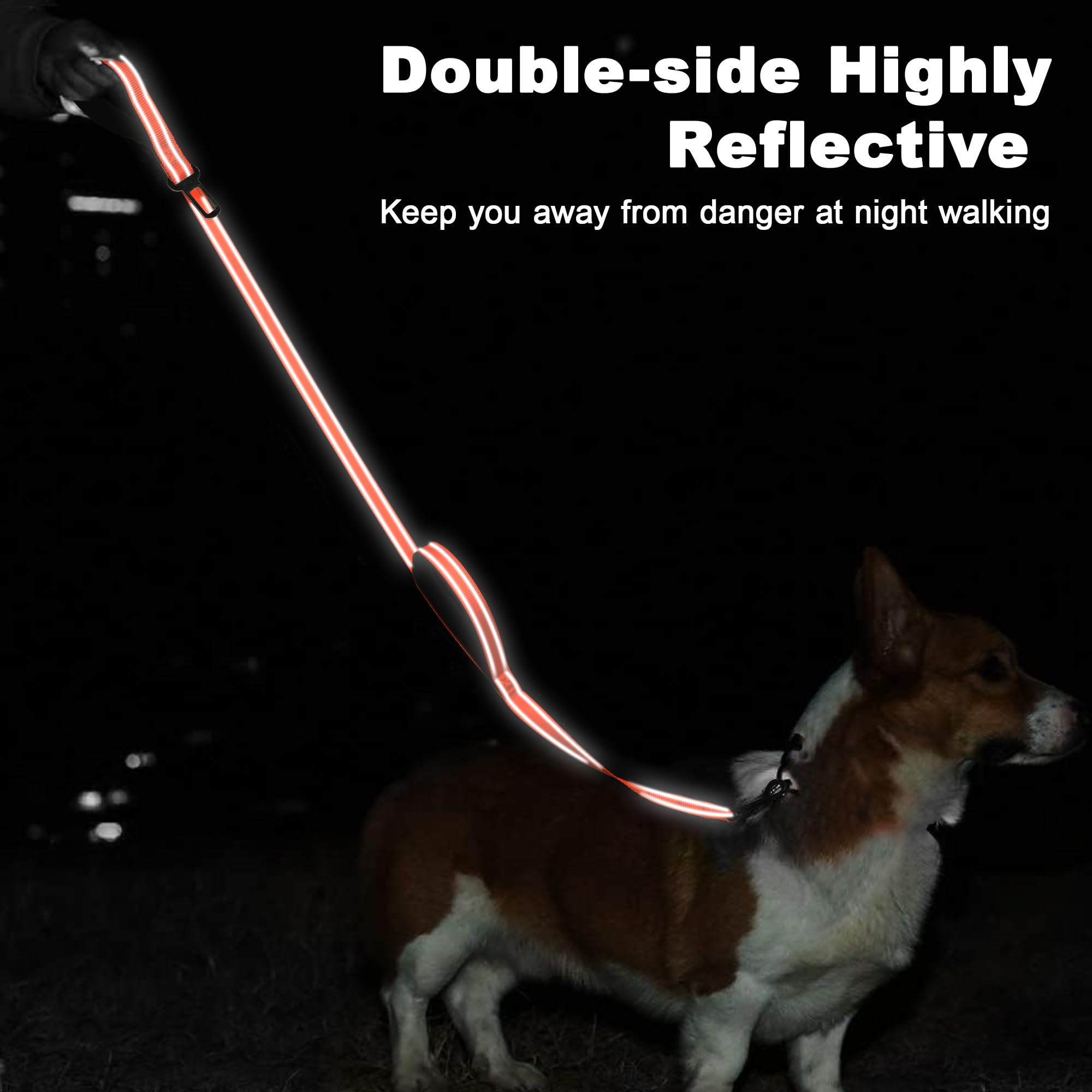 6 Foot Orange Dog Leashes For Large Medium And Small Breed Dogs That Pull,Reflective Nylon Heavy Duty Dog Leash With 2 Comfortab