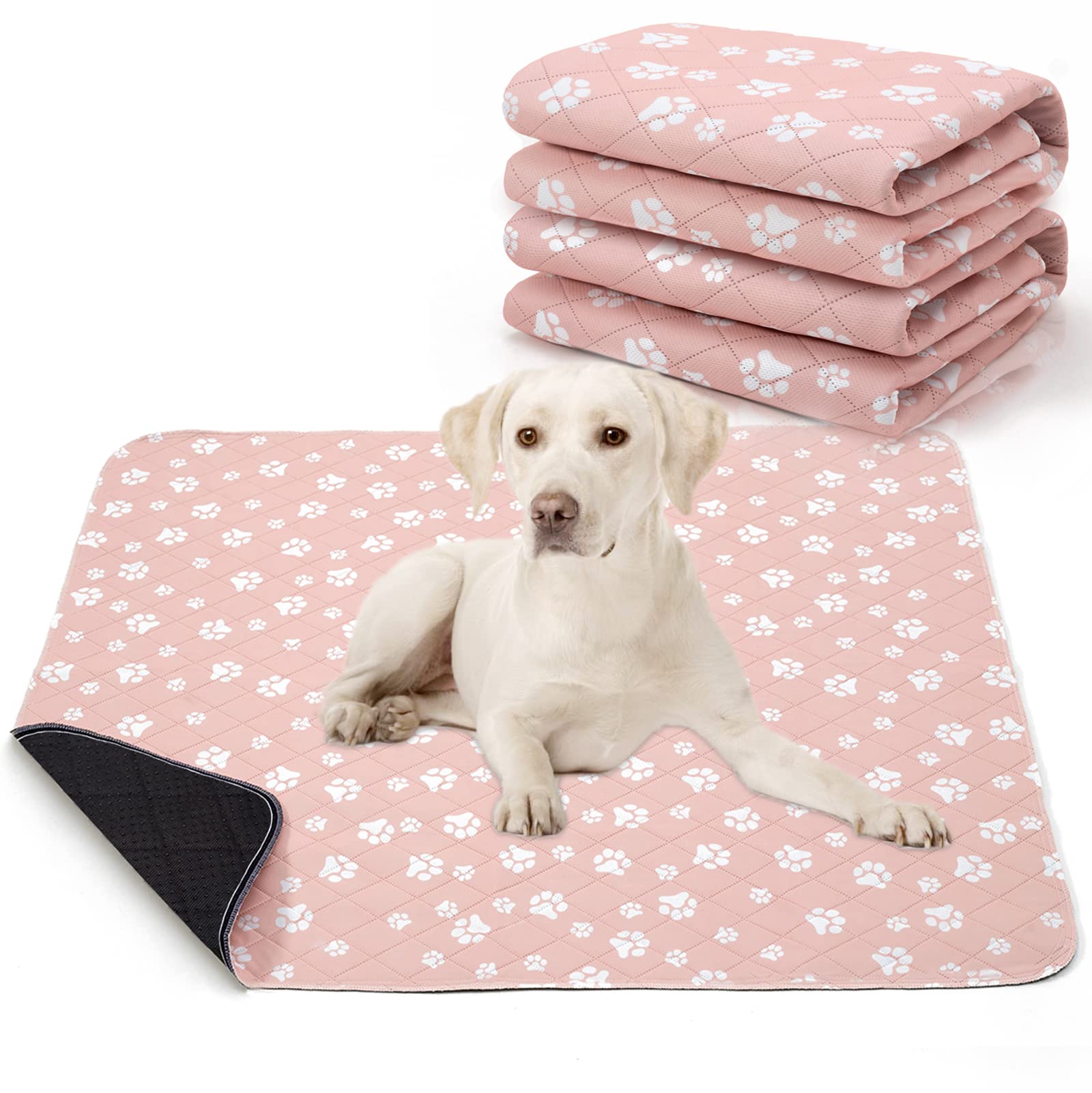 Washable Pee Pad For Dogs Of 2Pack Reusable Puppy Non-Slip Pet Training Pads(Pink,36*41'')