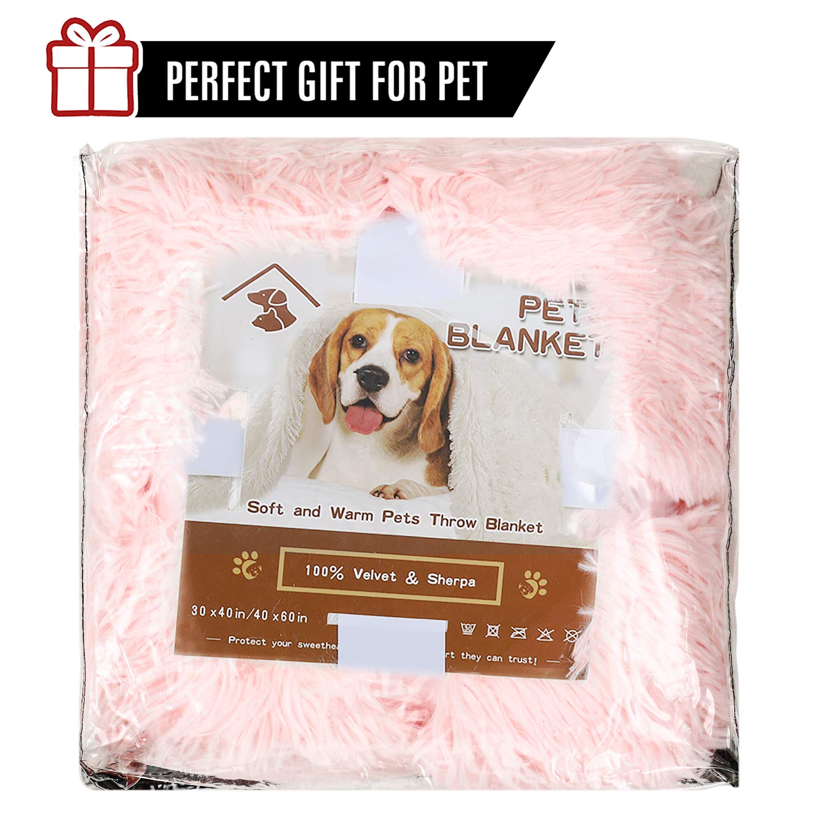 Lochas Luxury Fluffy Dog Blanket, Extra Soft And Warm Sherpa Fleece Pet Blankets For Dogs Cats, Plush Furry Faux Fur Puppy Throw Cover, 40''X60'' Pink