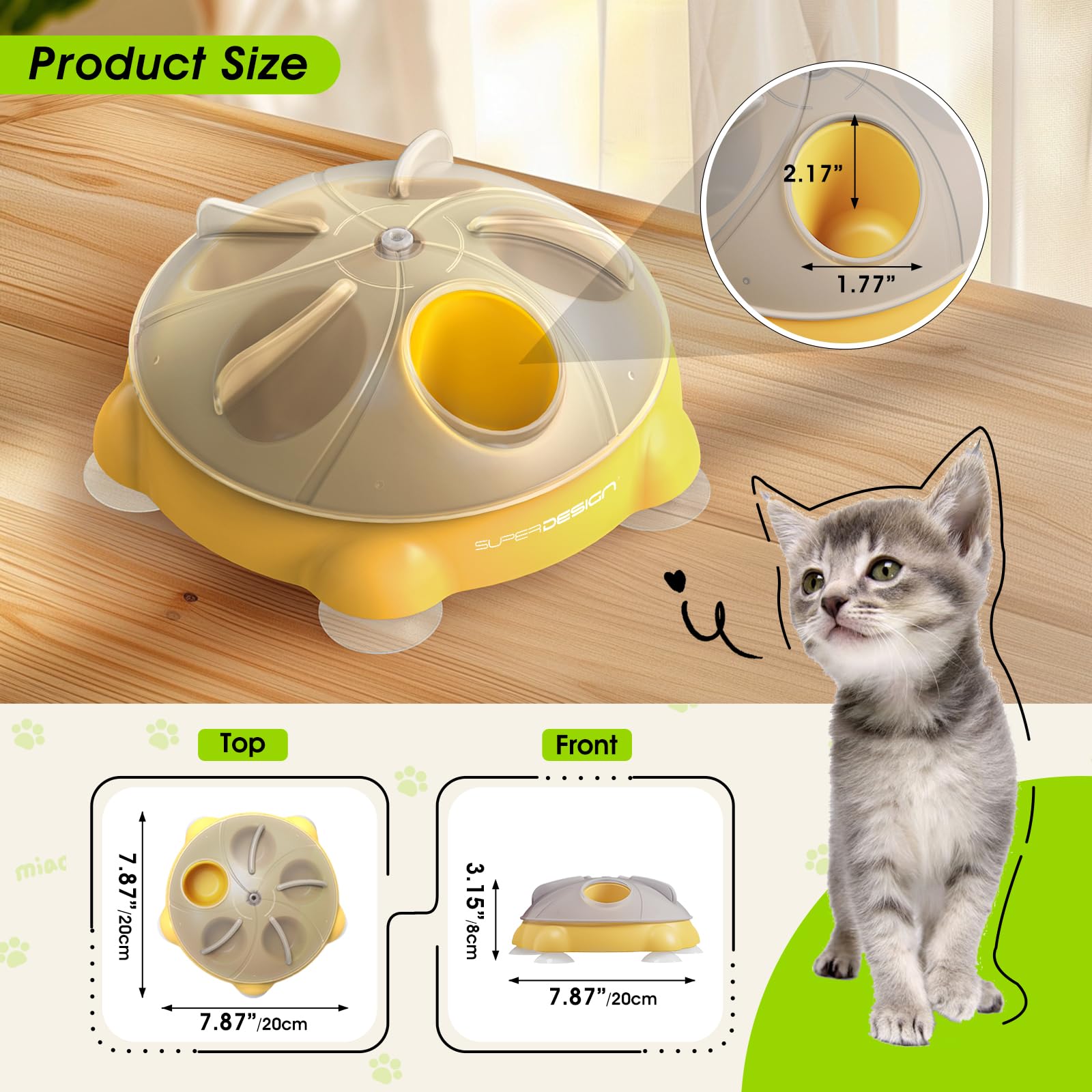 Superdesign Interactive Cat Toy, Cat Slow Feeder With A 360-Degree Rotating Design, Cat Puzzle Toy Stimulate Cats' Instincts, No