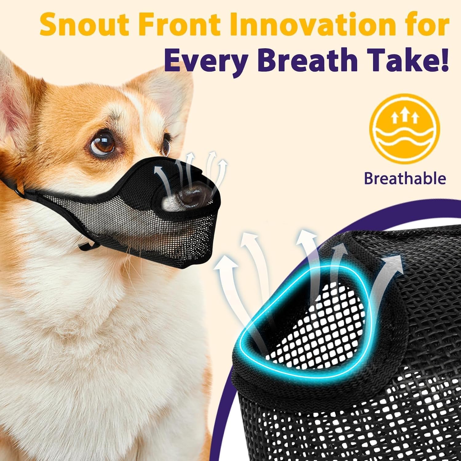 Luckypaw Dog Muzzle, Mesh Muzzle For Large Medium Small Dogs Allows Full Pant Drinking Mouth Cover To Prevent Biting Chewing Sca