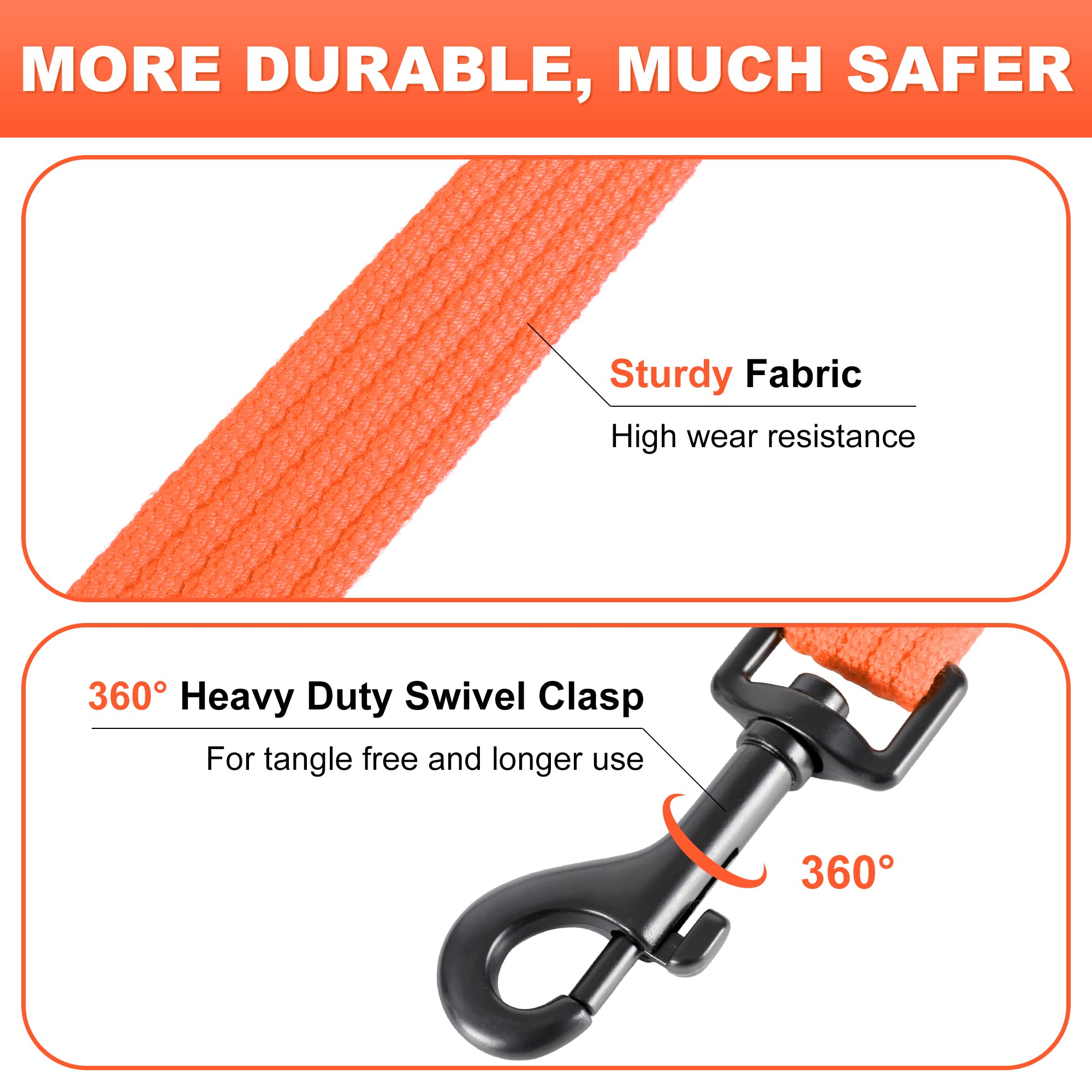 Lynxking Heavy Duty Dog Leash - 6Ft Reflective Safety Walking Lead With 2 Padded Handles For Small To Large Dogs