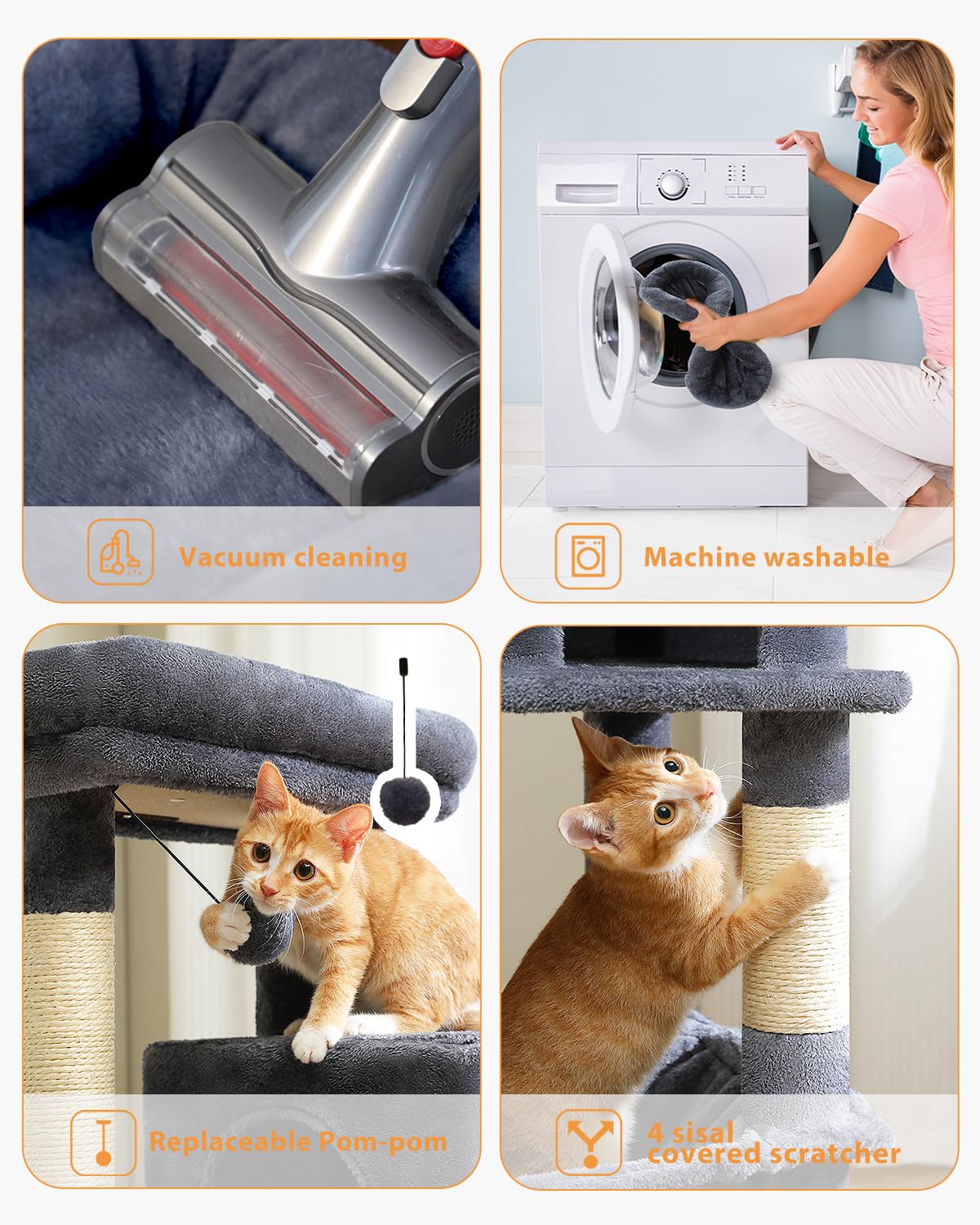 Pequlti 45.7'' Cat Tree For Indoor Cats With Metal Frame Big Hammock, Cat Tower For Small Or Medium Cats With Cat Condo House, W