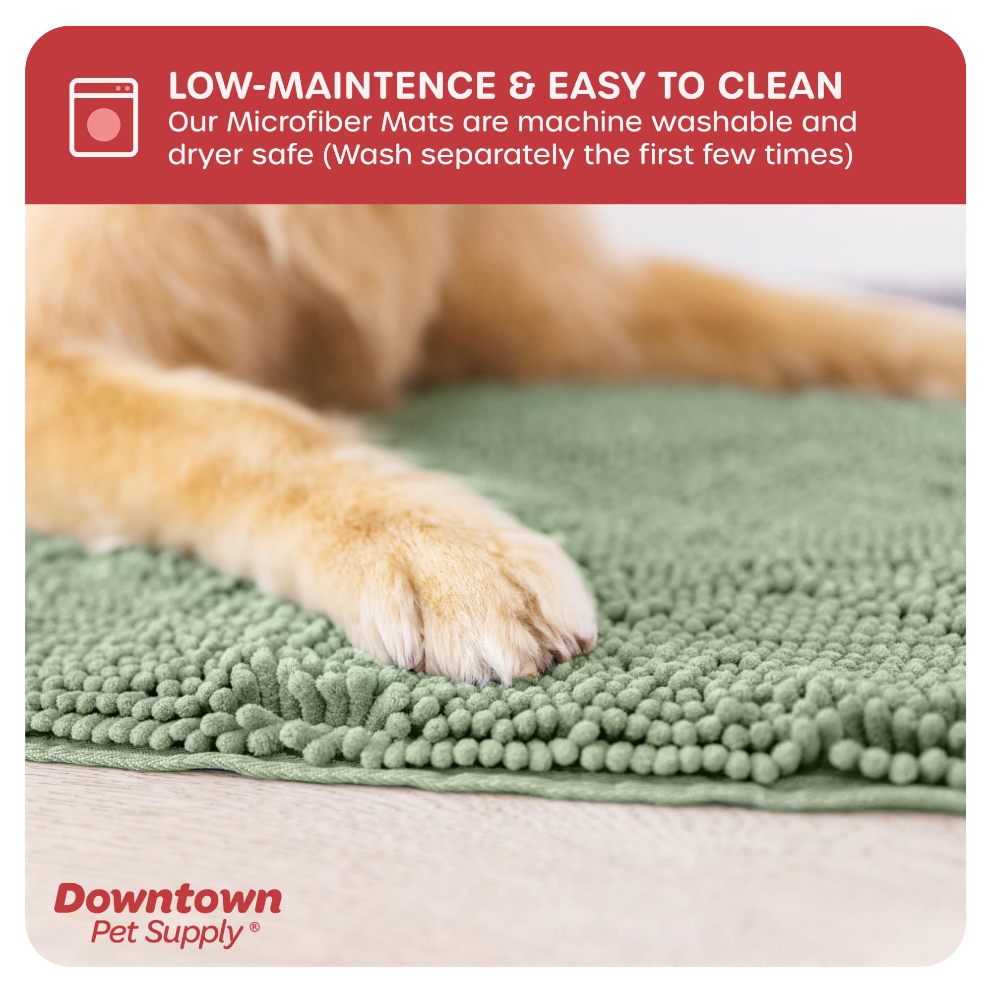 My Doggy Place Microfiber Dog Mat for Muddy Paws, 31 x 20 Sage - Absorbent and Quick-Drying Dog Paw Cleaning Mat, Washer and Dry