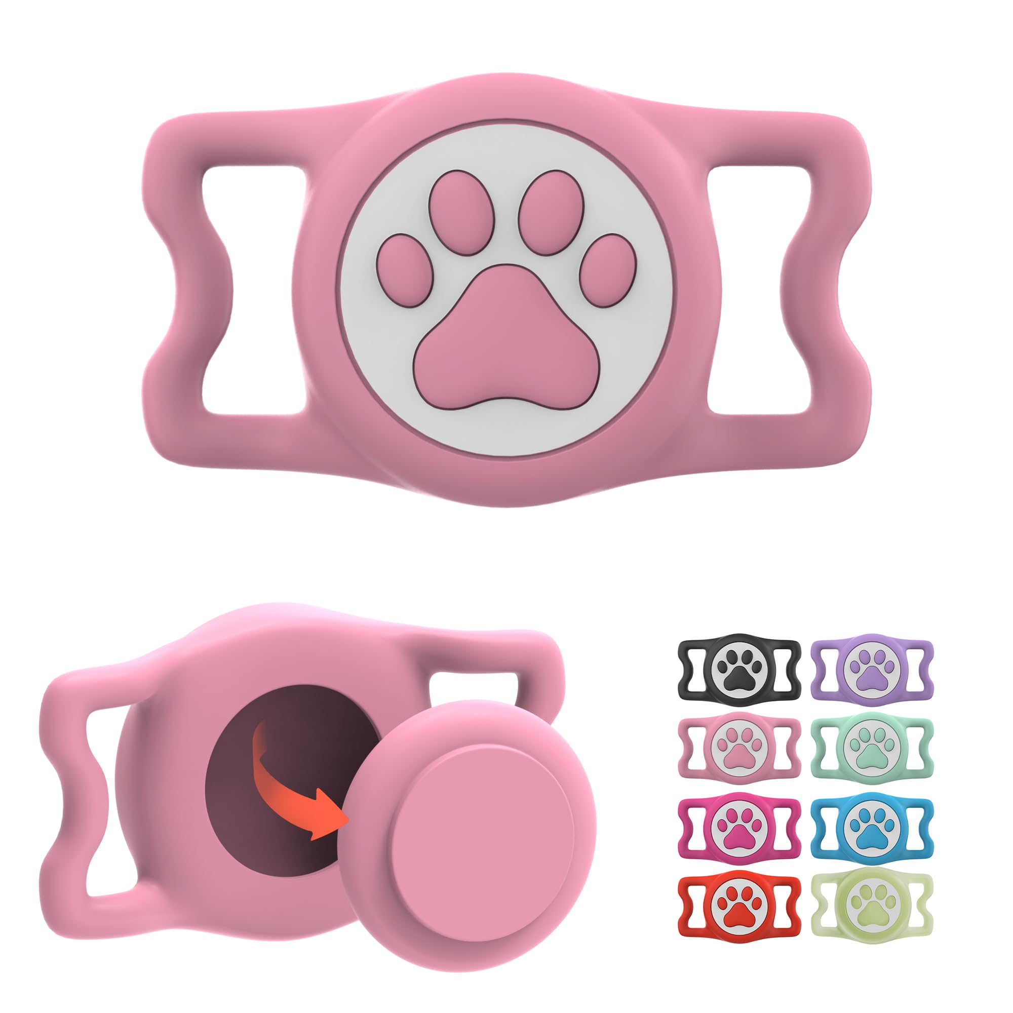 Ilfindyou Waterproof Airtag Dog Collar Holder For Apple Air Tag, Silicone Dog Airtag Holder For Dogs & Cat Collars(Pink)