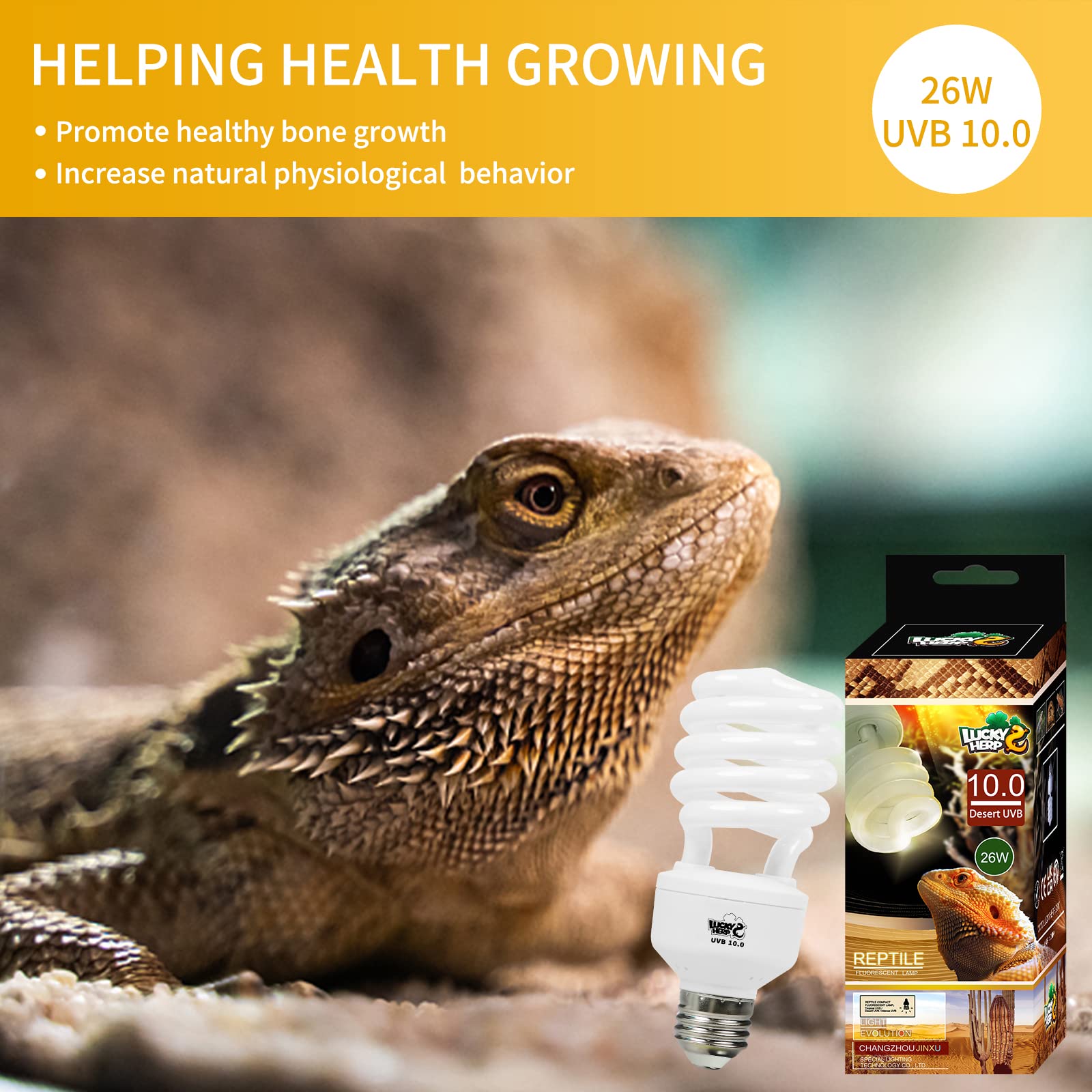 Lucky Herp Desert Uva Uvb Reptile Light Bulb 10.0 26W Compact Fluorescent Lamp