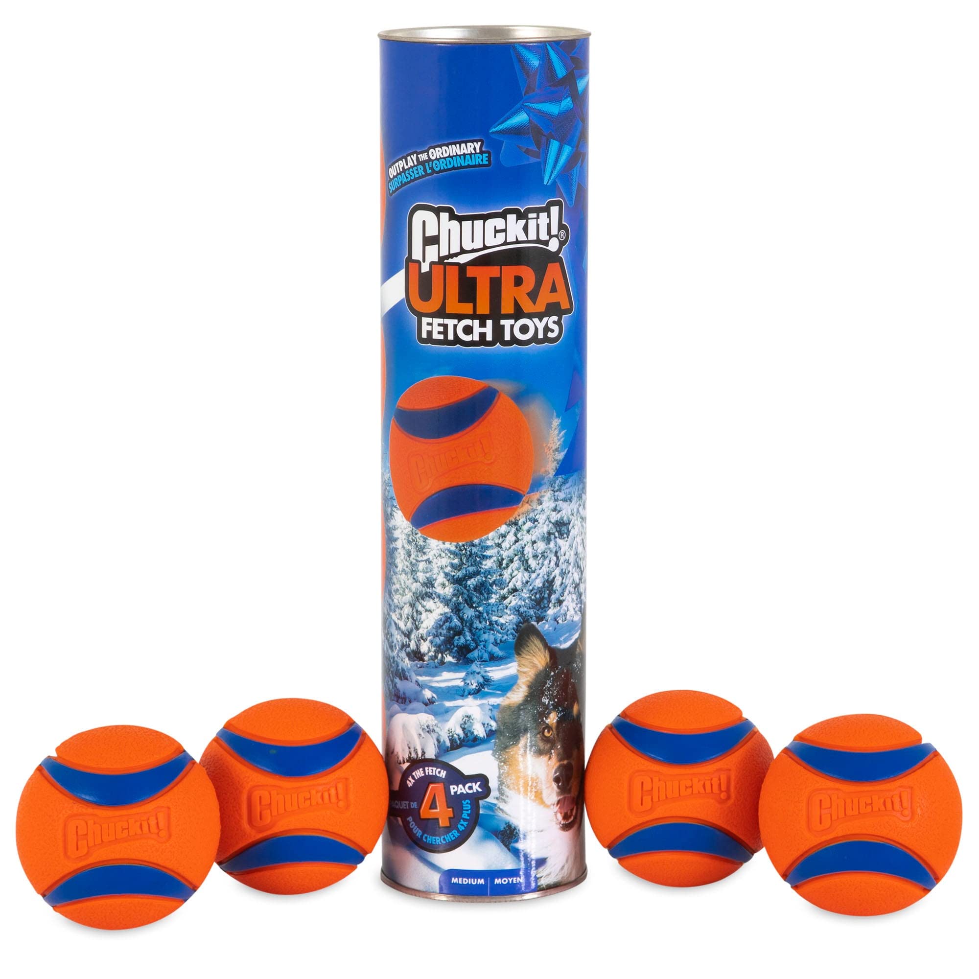 Chuckit! Ultra Rubber Dog Balls 4 Pack | Dog Balls Indestructible Dog Toys Indestructible Dog Ball Compatible With Chuck It Dog Ball Launcher 18M Tennis Ball Launcher | Dog Toy Balls For Dogs Medium