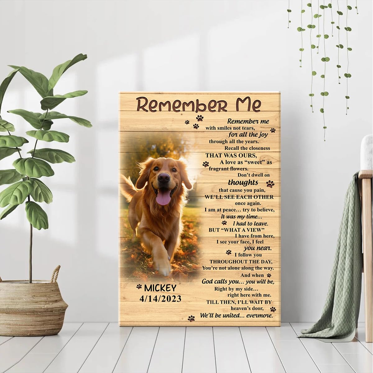 S101616 Dog Memorial Portrait Canvas Gifts - Remember Me Memorial Personalized With Picture Date