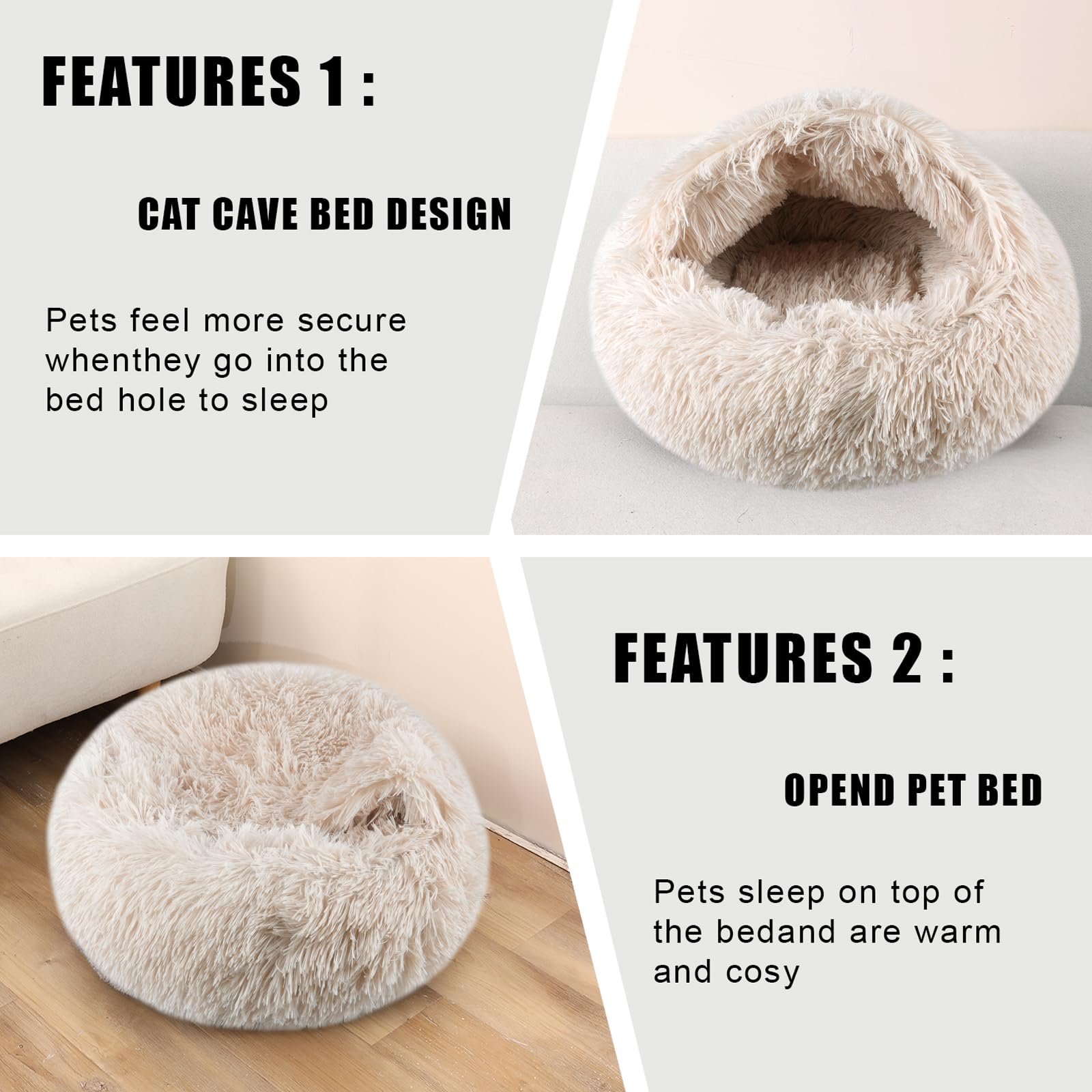 Formycatie Cat Beds For Indoor Cats,Cat Cave For Puppy And Kitty,Calming Small Dog Bed For Small Dogs With Cover Cave,Cozy Warmi