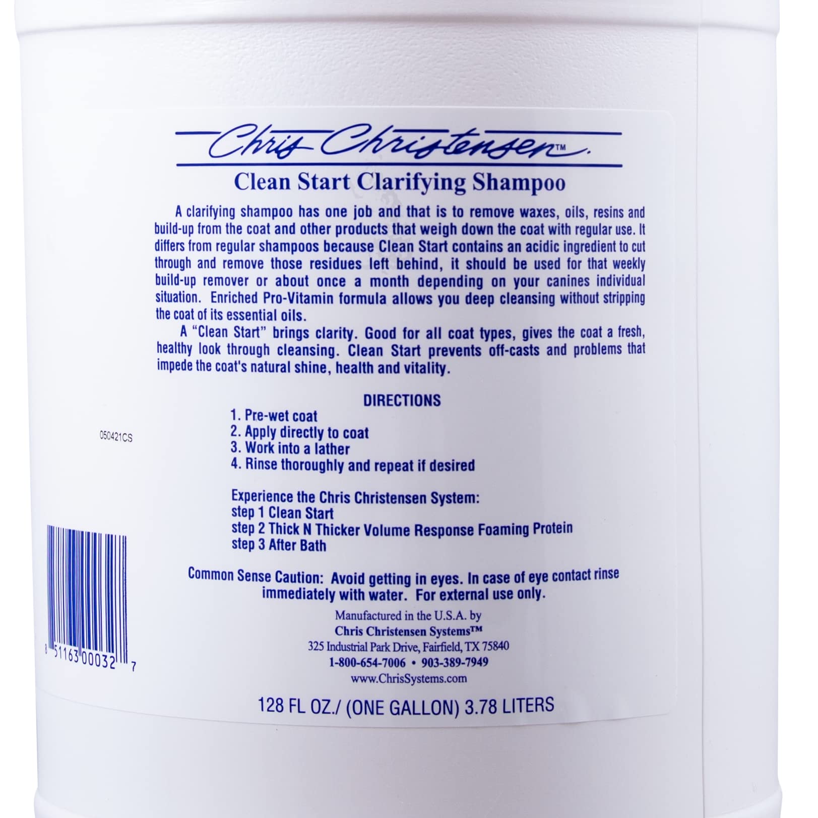 Chris Christensen Clean Start Dog Shampoo, Groom Like A Professional, Pro-Vitamin Deep Cleansing Formula, Preserves Natural Oils
