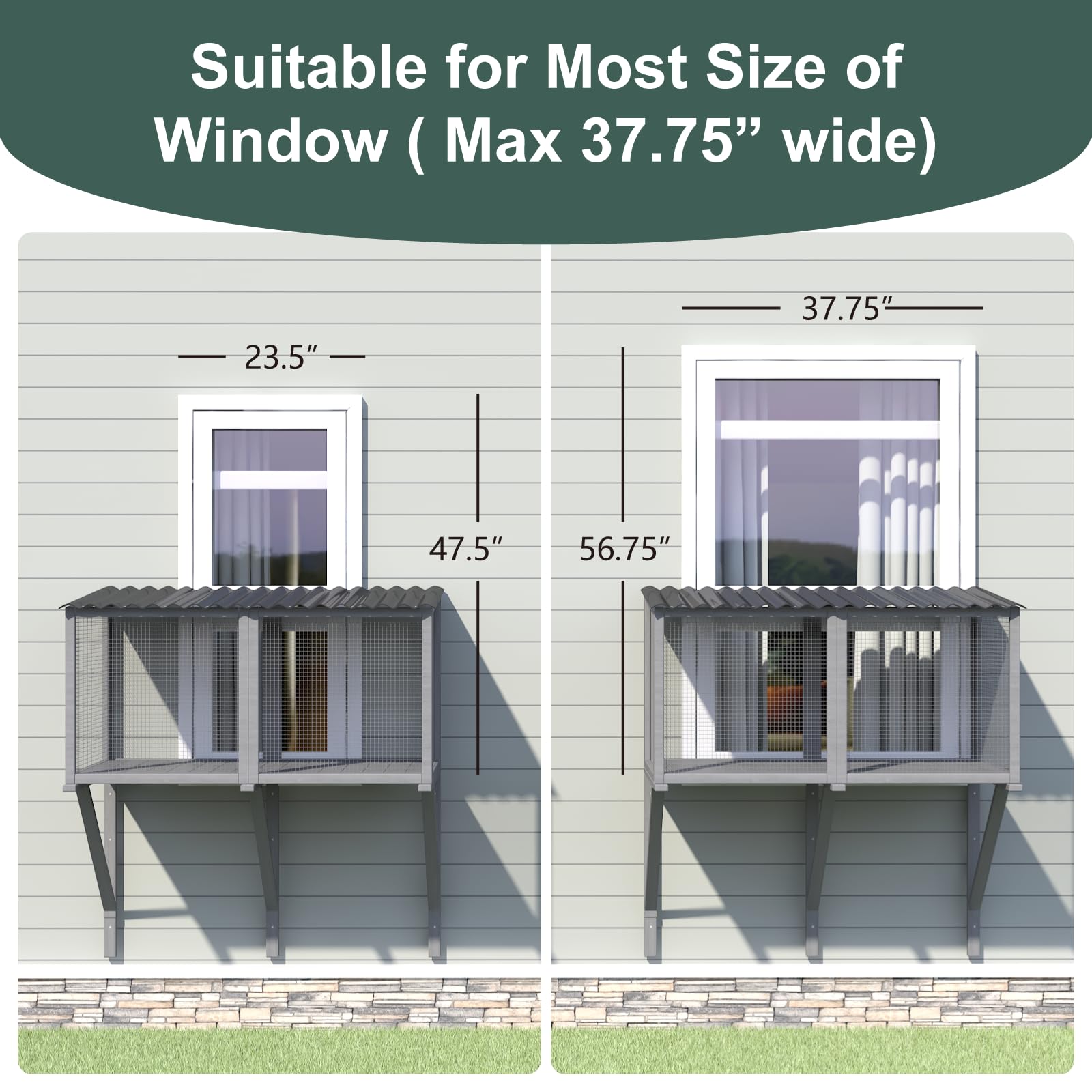 Timhaka Cat Catio, Cat Window Perch For Large Indoor Cats - For Sunbathing, Napping & Overlooking, Wooden Window Hammock For Saf