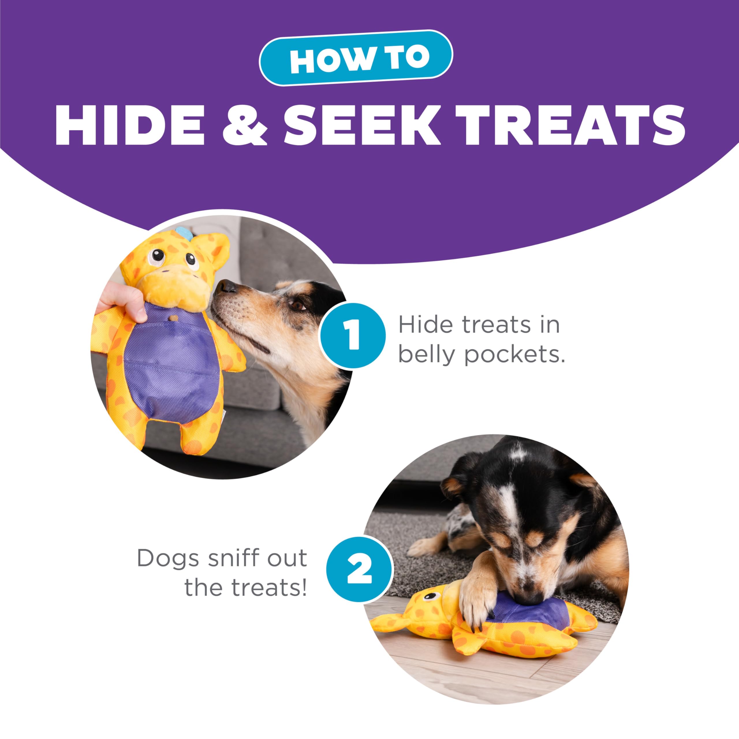 Outward Hound by Nina Ottosson Puzzle Palz Interactive Plush Dog Puzzle Dog Enrichment Toys, Plush, Squeaky, Giraffe, Yellow