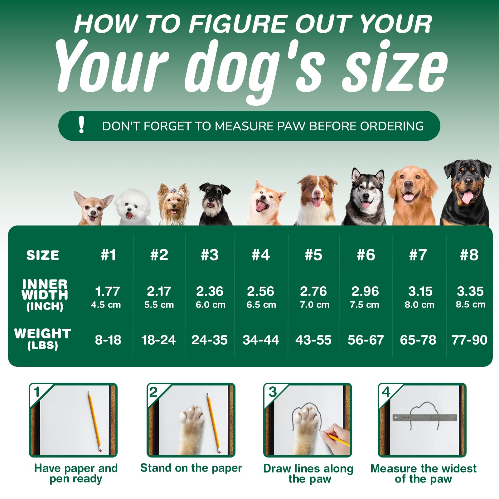 Aokown Dog Shoes For Large Dogs, Waterproof Dog Boots For Winter Snow, Summer Hot Pavement, Dog Booties & Paw Protectors Size 7