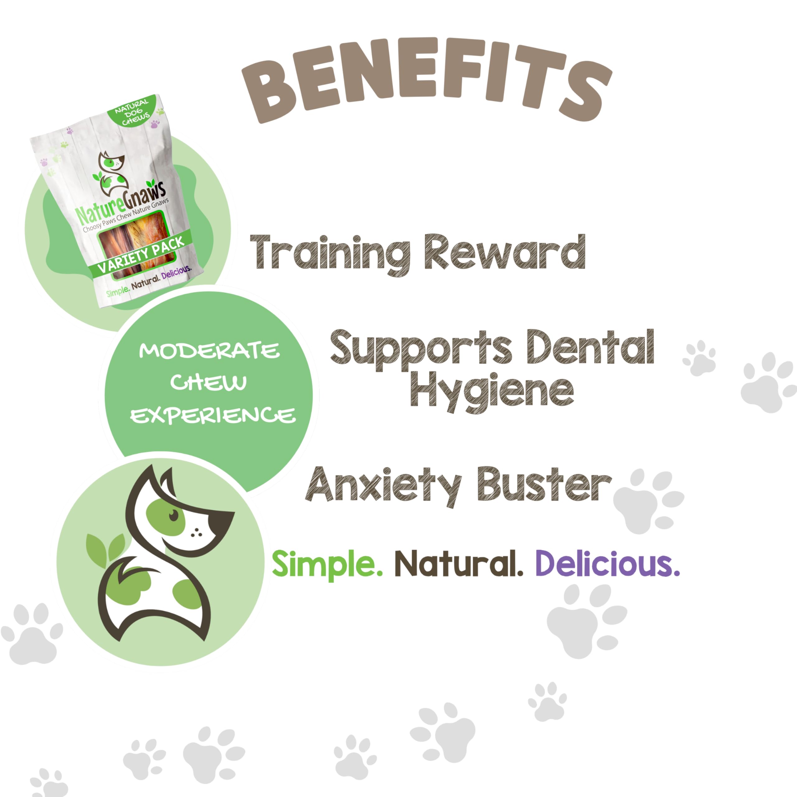 Nature Gnaws Variety Pack for Large Dogs (12 Count) - Bully Sticks, Beef Tendons and Tripe Twists for Dogs - Natural Long Lastin