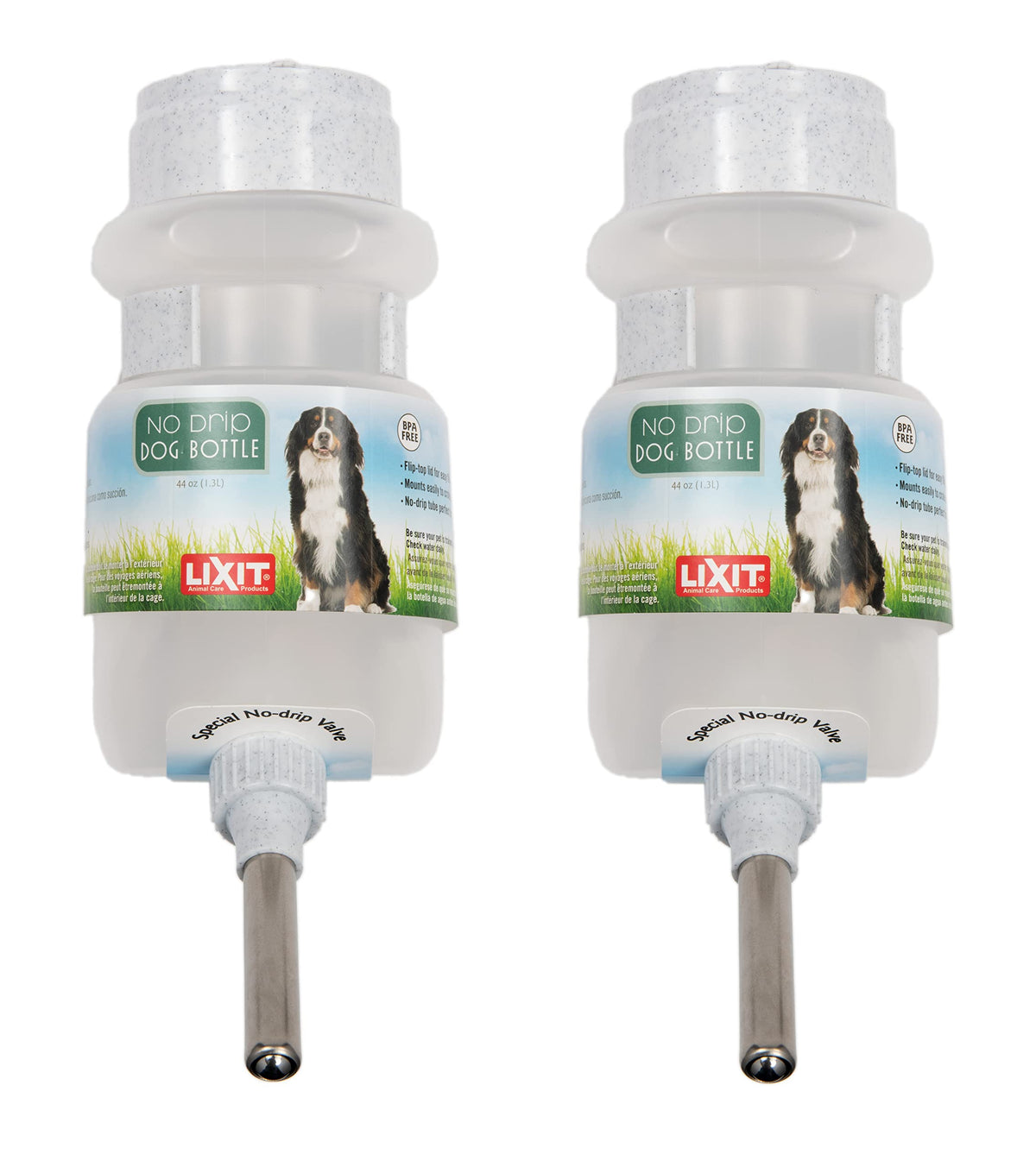 Lixit Top Fill No-Drip Water Bottles For Dogs. (44 Fl Oz (Pack Of 2), White)