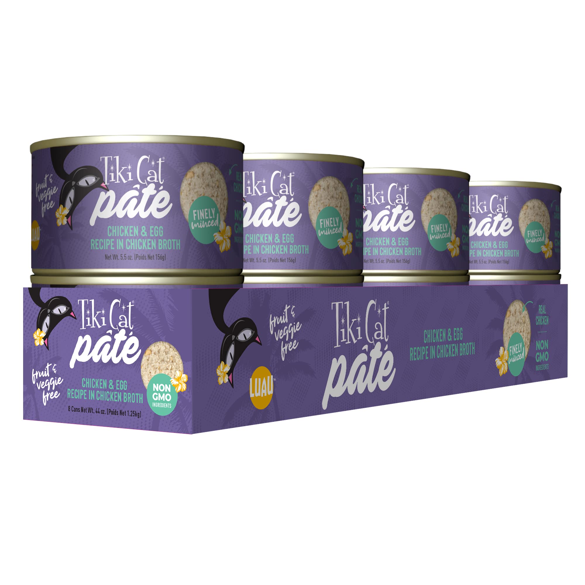 Tiki Cat Luau Pt  , Chicken and Egg Recipe in Chicken Broth, Grain-Free Balanced Nutrition Wet Canned Cat Food, for All Life Sta