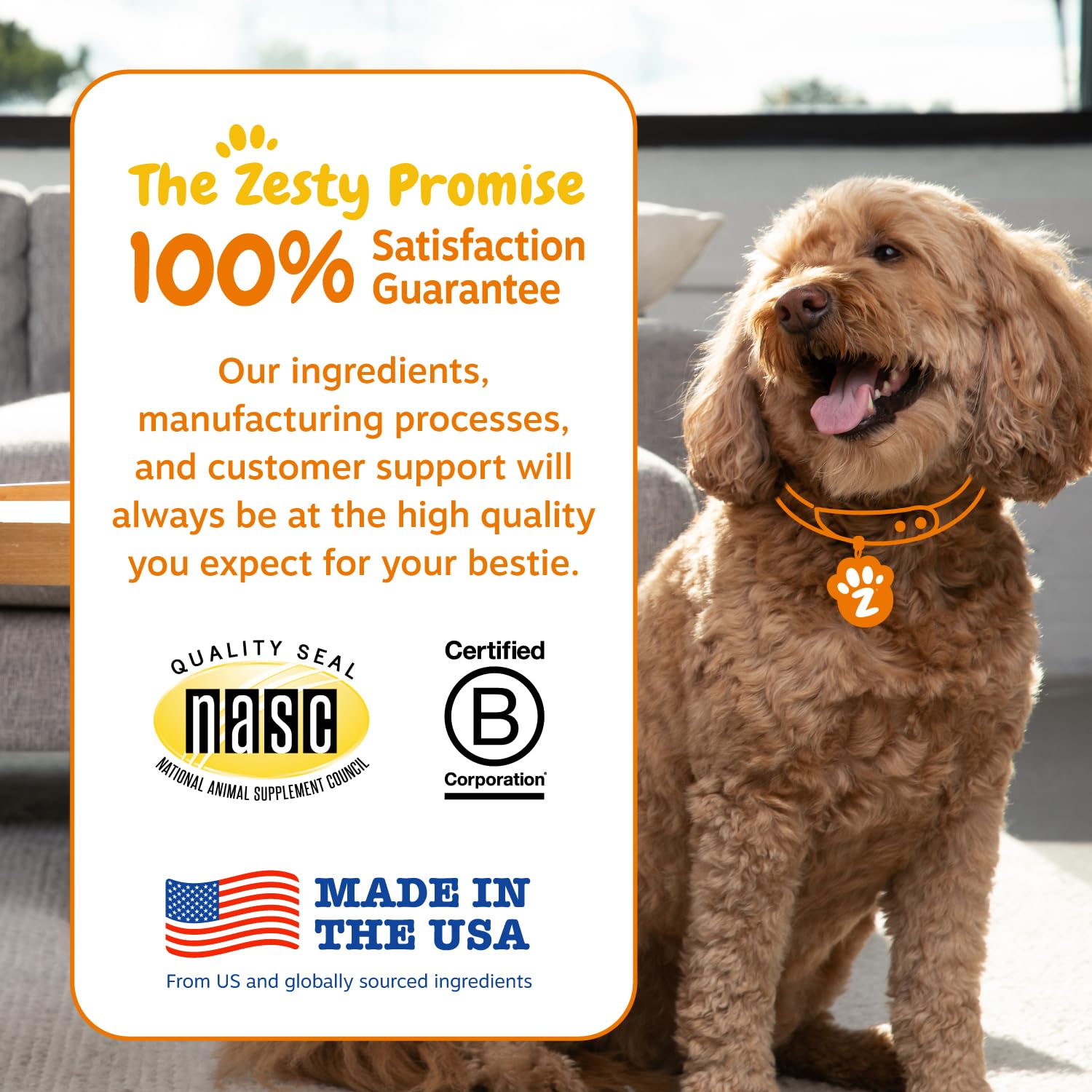 Zesty Paws Vet Strength Probiotics for Dogs, Digestive Health & Gut Flora Support, Dog Supplements, 90 Count