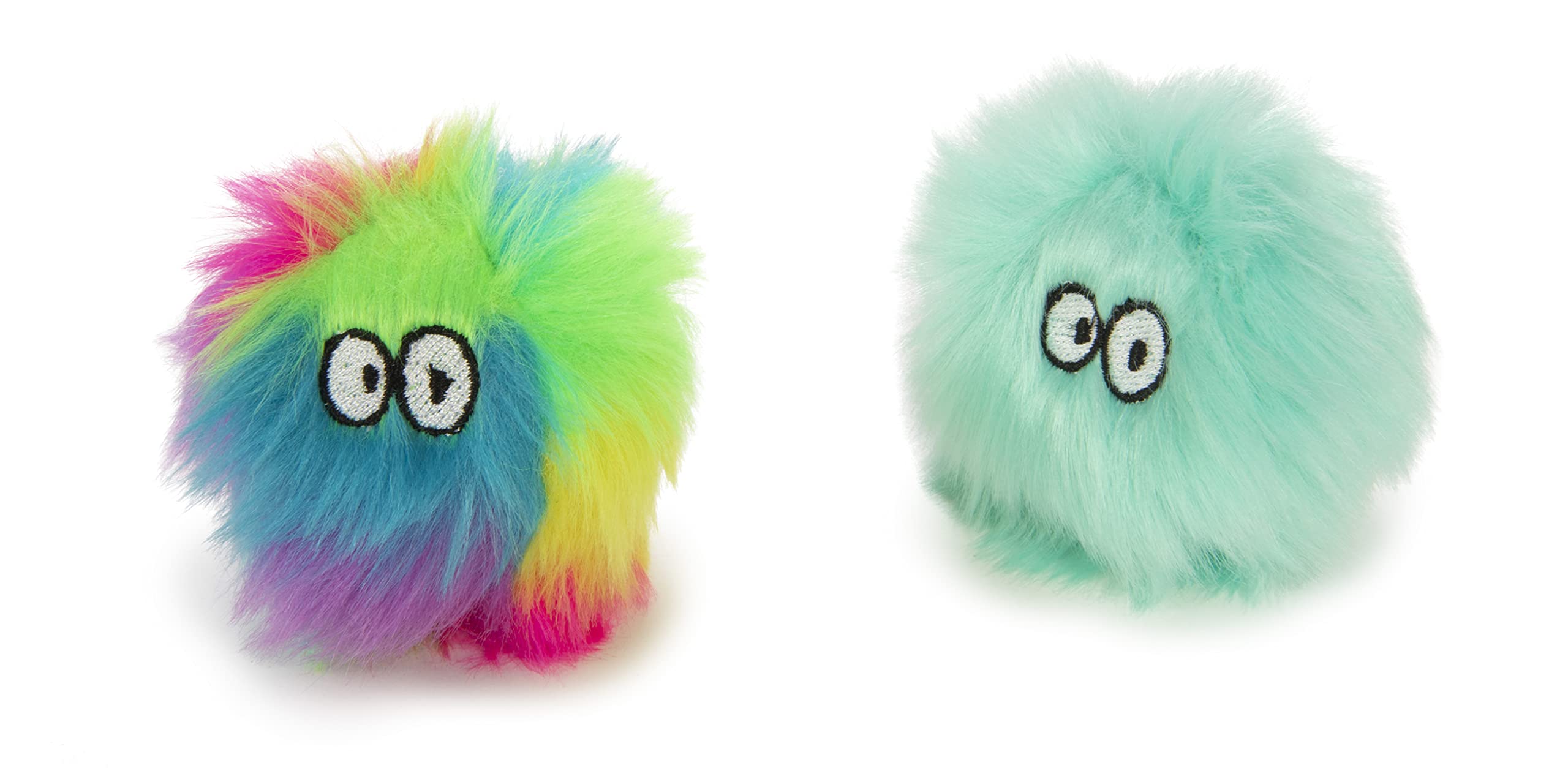 Smartykat (2 Count Fuzzy Friends Plush Catnip Ball Cat Toys - Rainbow/Turquoise, 2 Count