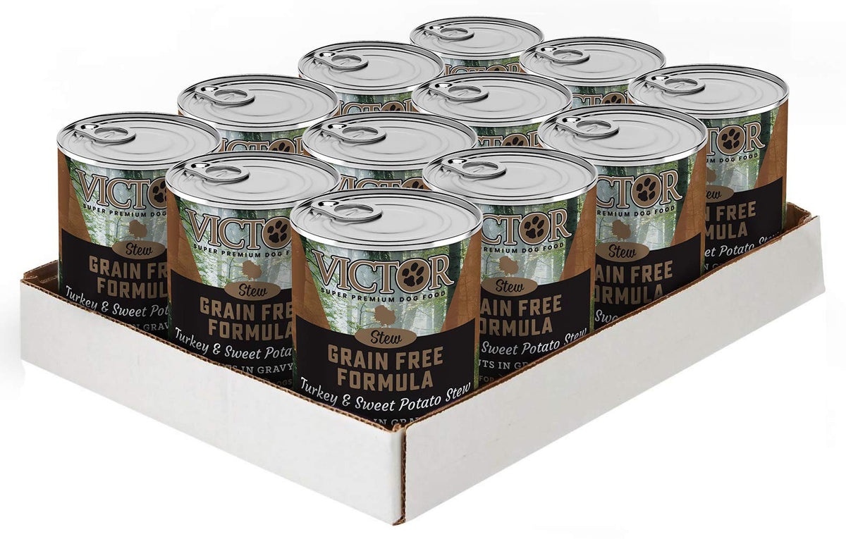 Victor Super Premium Dog Food - Grain Free Stew - Turkey And Sweet Potato Stew Cuts In Gravy - Canned Wet Adult Dog Food - All B