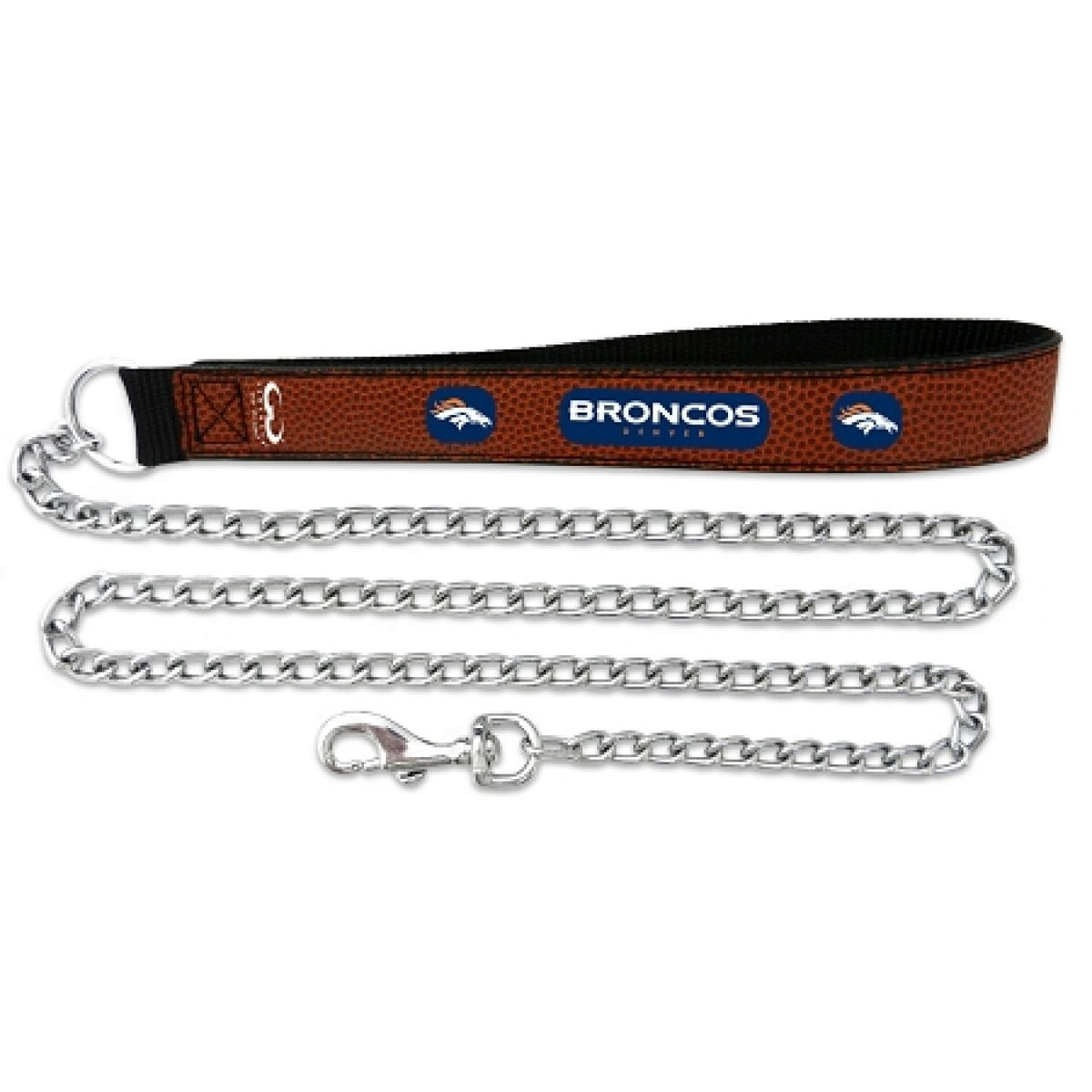 Nfl Denver Broncos Football Leather 2.5Mm Chain Leash, Medium