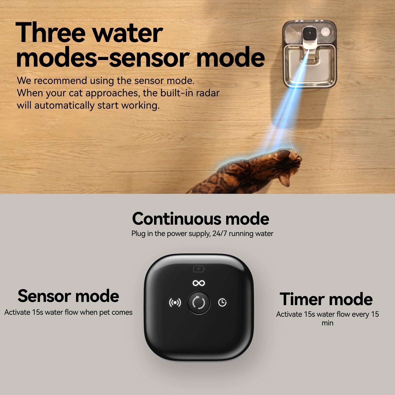 Stainless Steel Cat Water Fountain Wireless for Cats Indoor, Automatic Metal Dog Water Dispenser,Cordless Battery Operated Pet D