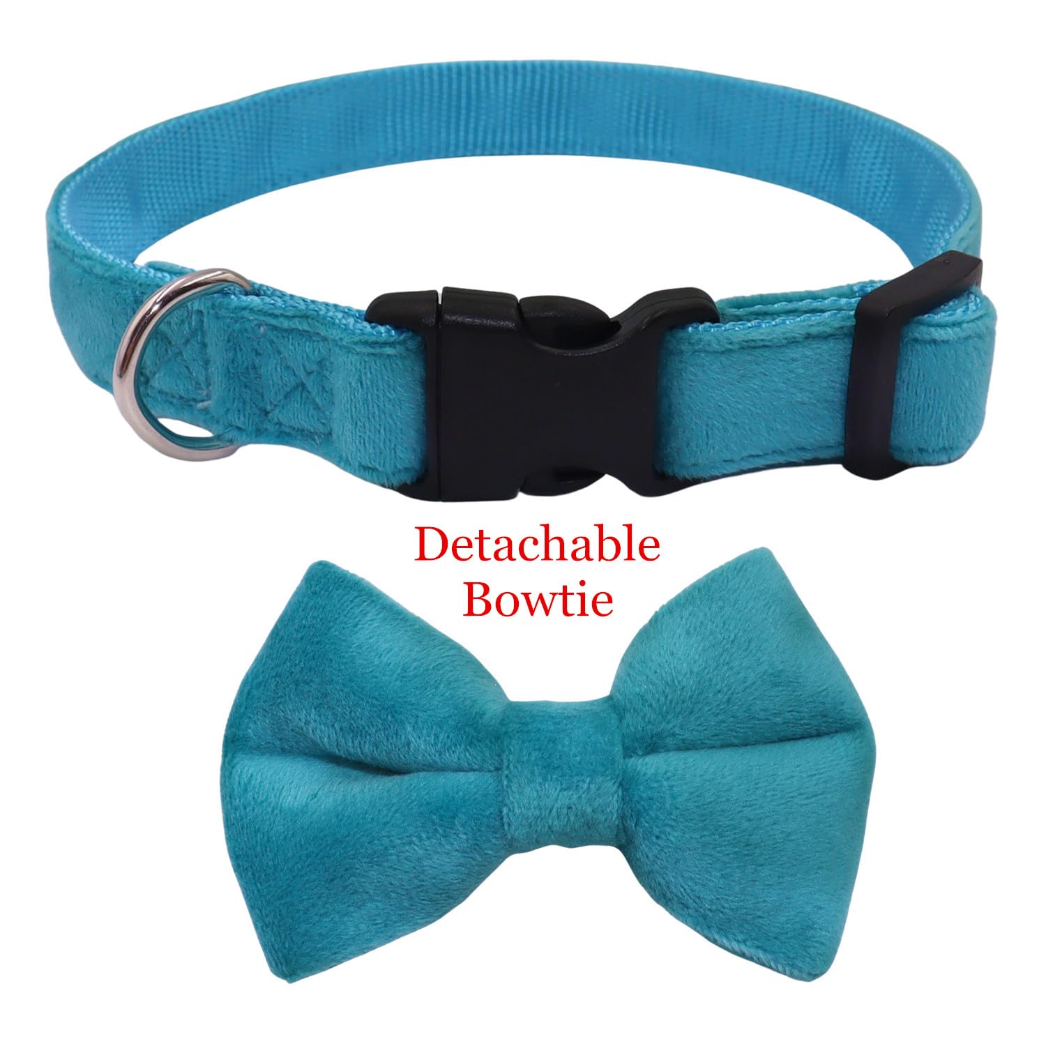 Wdpaws Dog Collar With Bowtie Soft Velvet Material With Quick Release Buckle For Small Dogs (Blue, S)