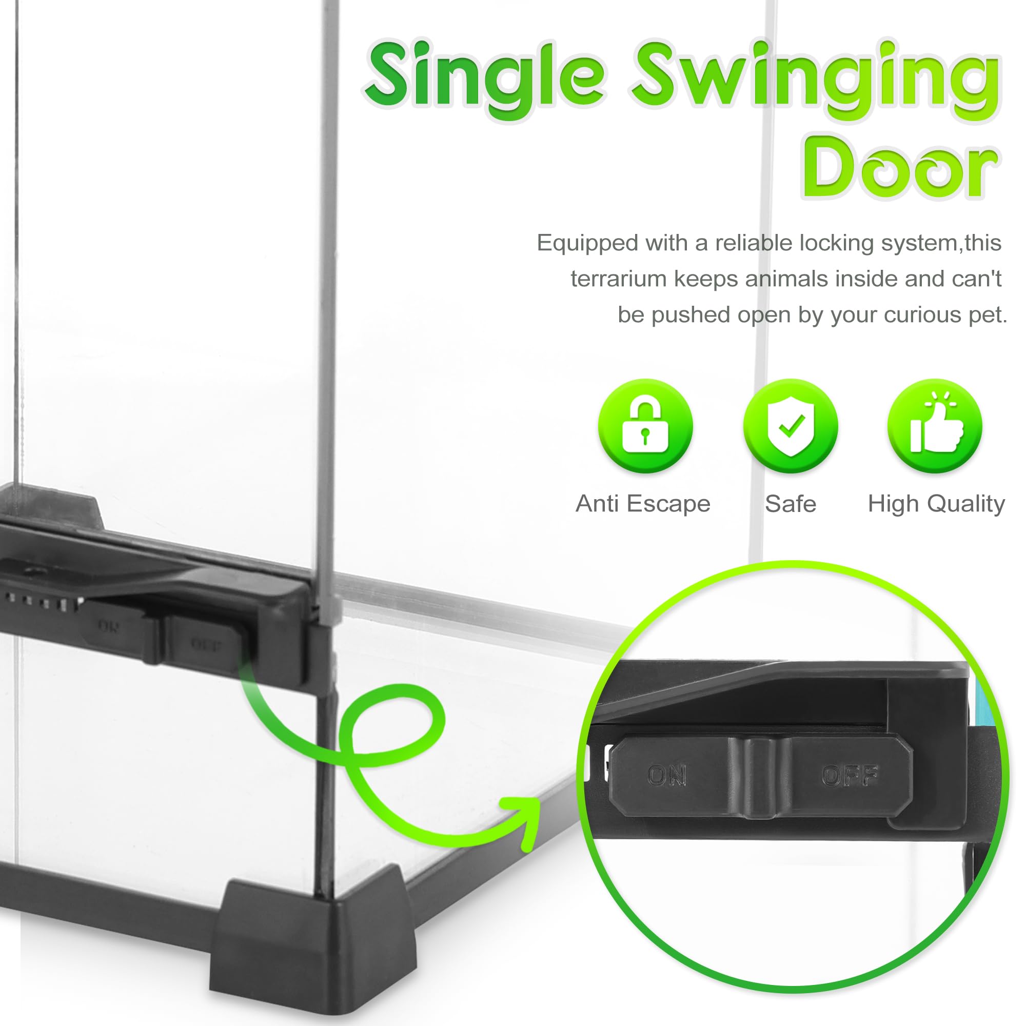 Neptonion Mini Reptile Glass Terrarium 8''X8''X12'' Durable Reptile Habitat Tank With Heat Resistant Aluminum Alloy Frame, Singl
