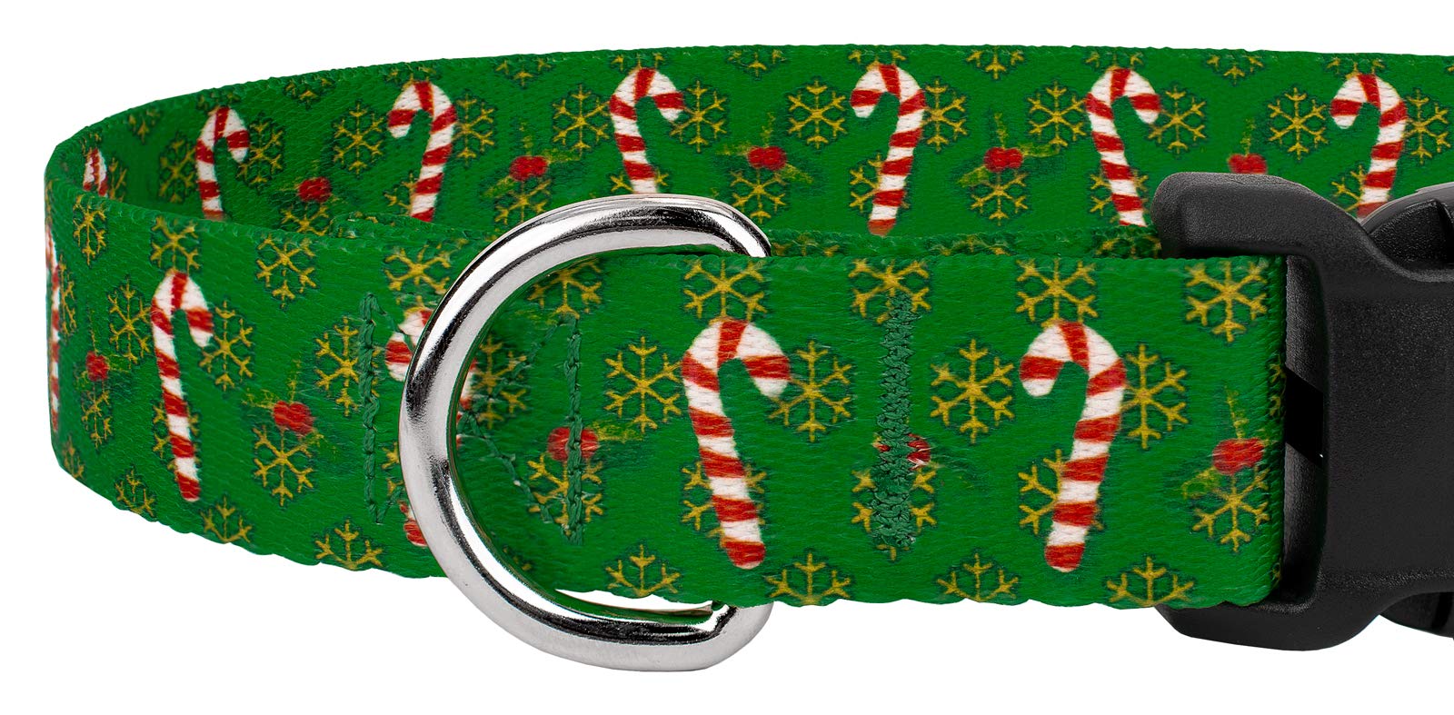 Country Brook Design - Candy Cane Christmas - Christmas Dog Collar With 23 Festive Patterns - Deluxe Collection (1 Inch, Medium)