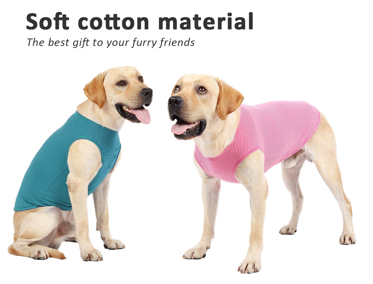 Weone Dog Summer T-Shirts Striped Cotton Vest,Pet Breathable Soft Basic Clothes For Small Medium Larg Boy Girl Dogs,L