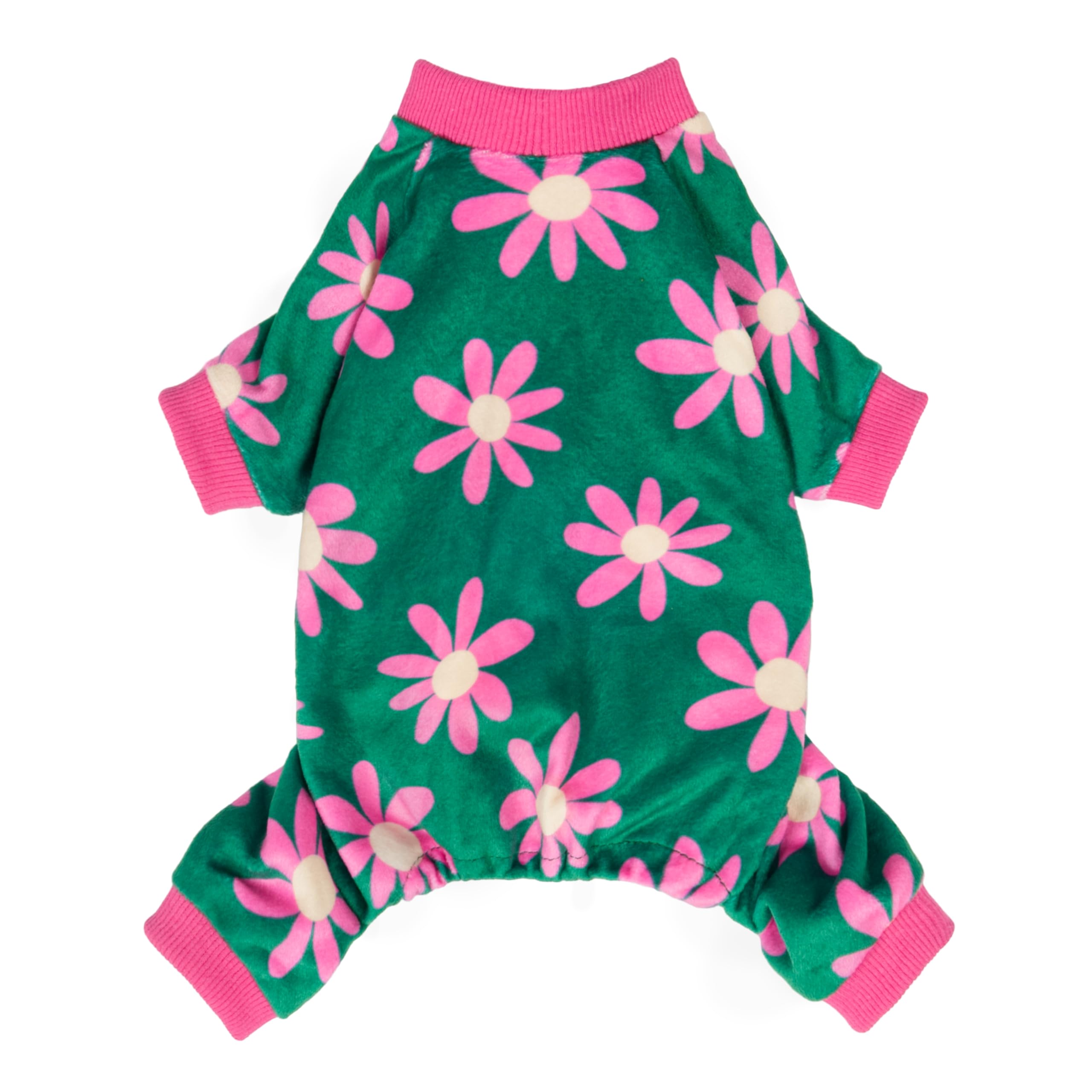 Fitwarm Flower Fleece Dog Pajamas, Warm Winter Dog Clothes For Small Dogs Girl, Cozy Pet Onesie With Feet, Dark Green, Xl