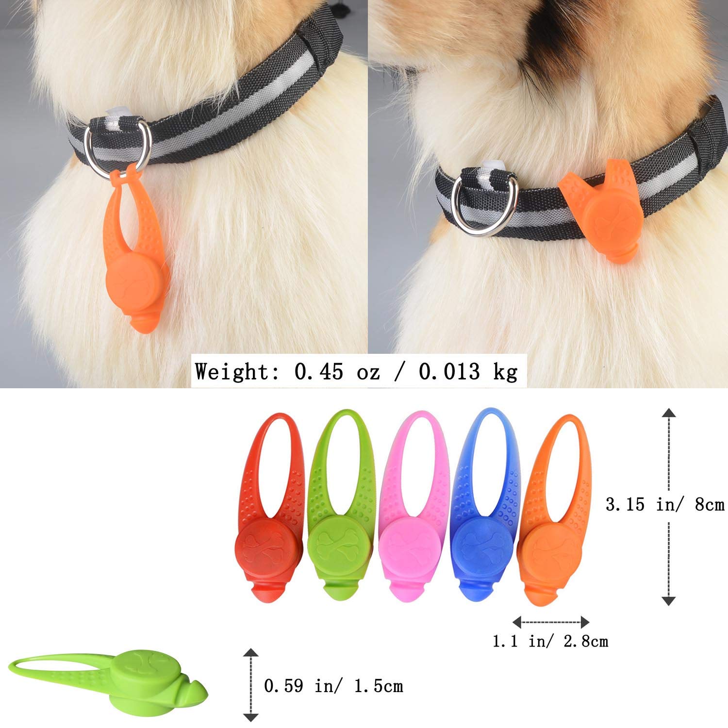 5-Pack Led Light Up Dog Collar Light, Waterproof Dog Cat Pet Safety Strobe Harness Leash Necklace Lights For Large Medium Small Dogs At Night Time Walking Camping Warning Reflective Gear Accessories