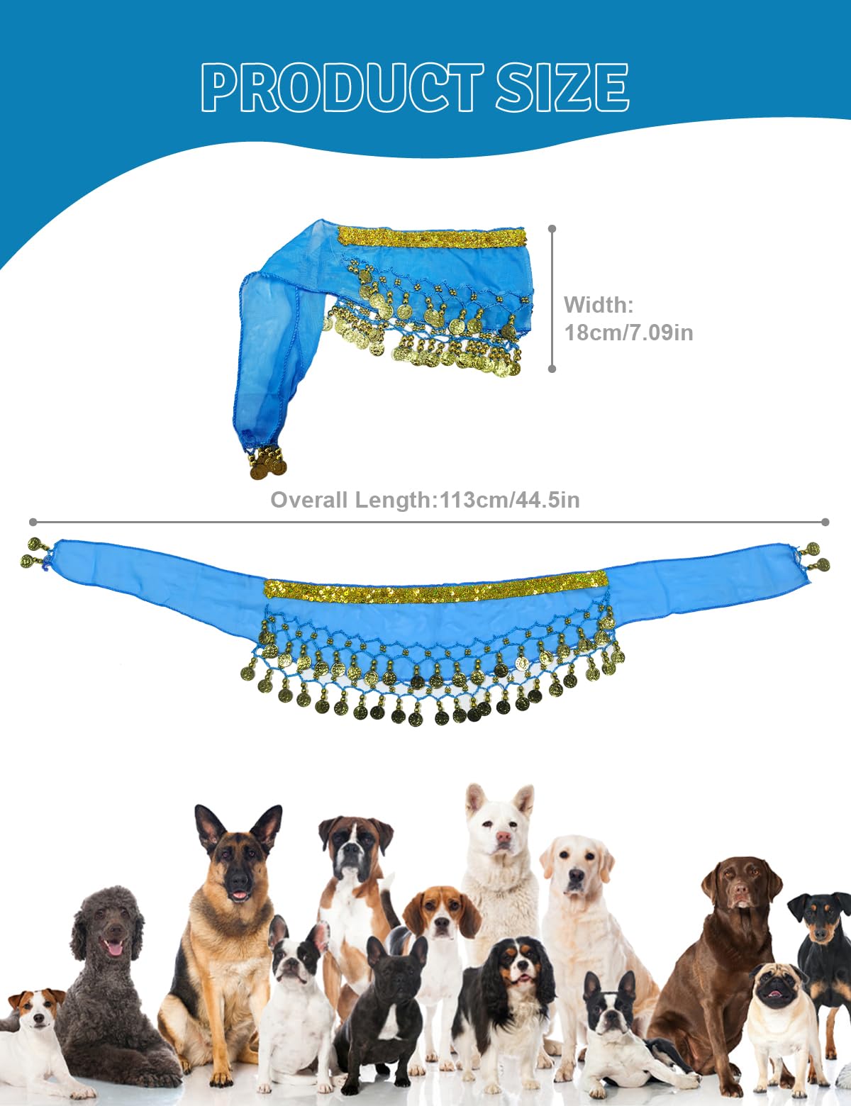 Dog Belly Dancer Costume - Puppy Outfit With Sequin Waist Chain & Hip-Shaking Skirt - Ideal For Corgi And Puppy Birthday Parties