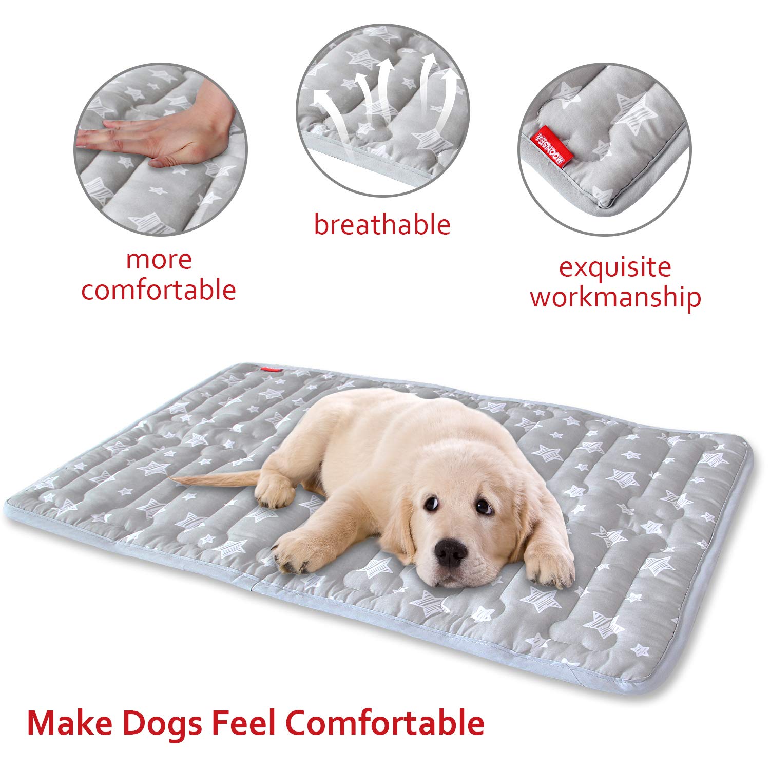 Dog Crate Mat (24'' X 18''), Soft Dog Bed Mat with Cute Prints, Personalized Dog Crate Pad, Anti-Slip Bottom, Machine Washable K