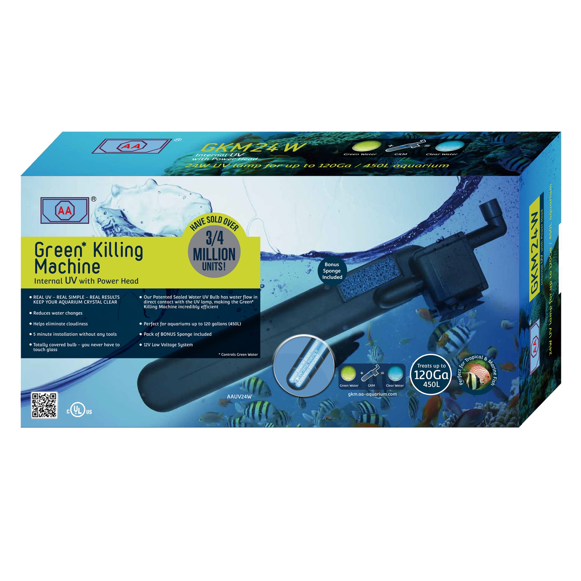 Aa Gkm24W Internal Uv For Aquariums Up To 120Ga,Black