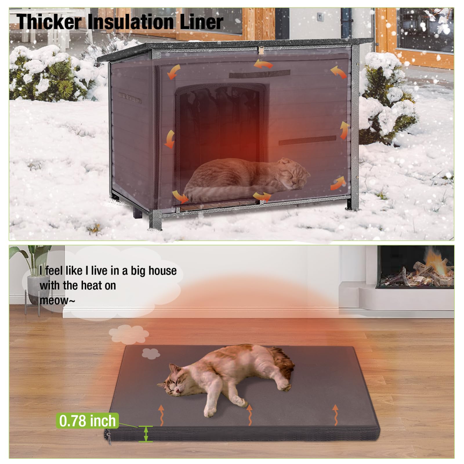 Gutinneen Dog House Insulated Outdoor Dog Kennel With Liner For Winter
