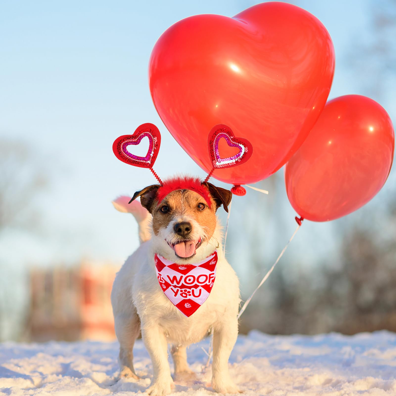 PUPTECK Valentine Dog Bandana Scarf with Cute Doggy Love Hat, Costume Decorations Supplies for Small Medium Large Dogs Boy Girl