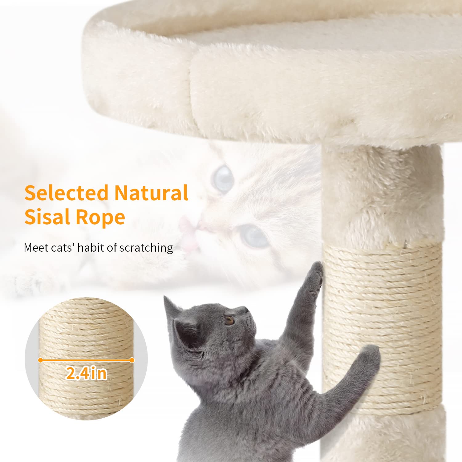 Bestpet Cat Tree 36 Inch Tall Scratching Toy Activity Centre Cat Tower Cat Condo Multi-Level Furniture Scratching Posts For Indoor Cats,Beige