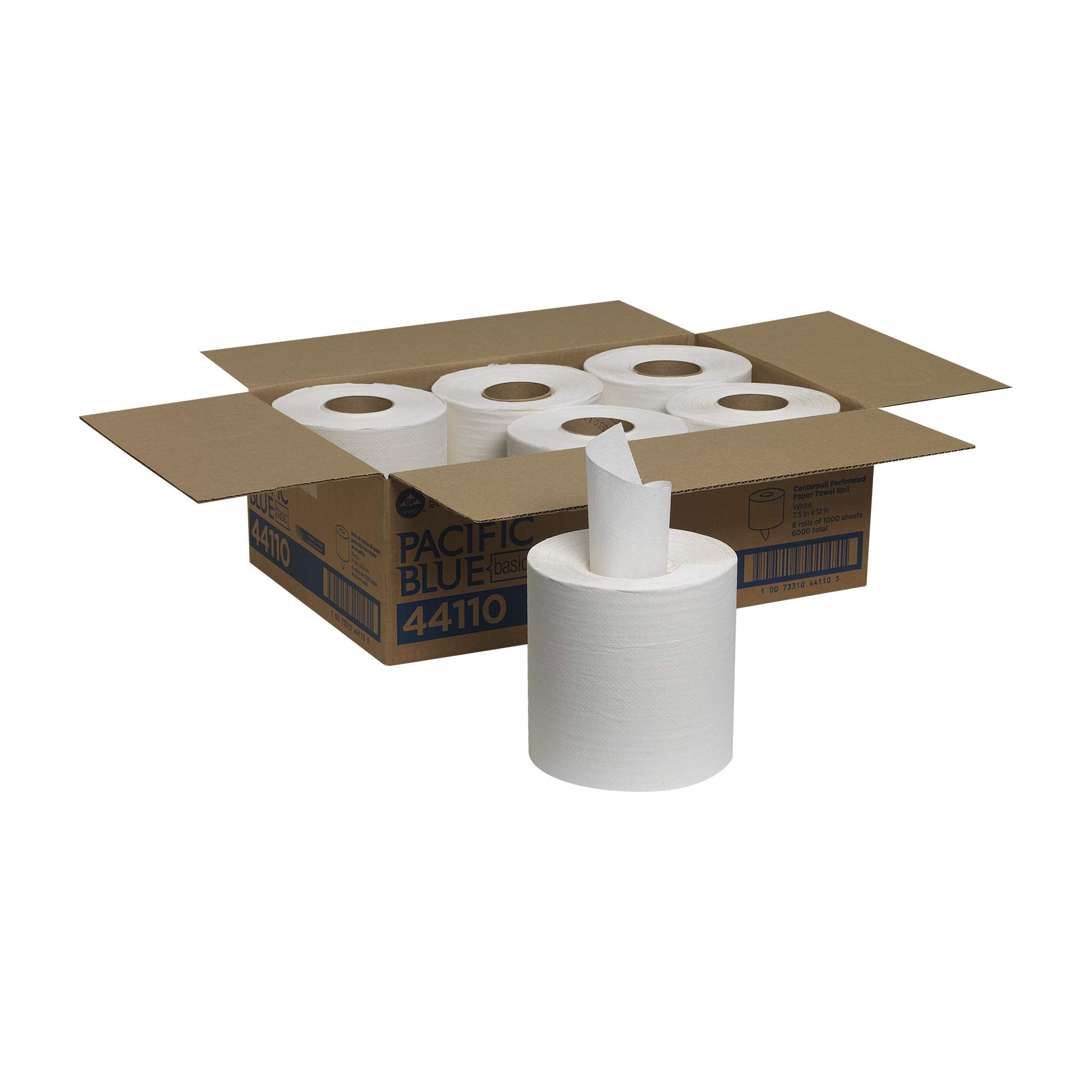 Pacific Blue Basic Centerpull 1-Ply Perforated Paper Towels by GP PRO (Georgia-Pacific), White, 44110, 1000 Sheets Per Roll, 6 R