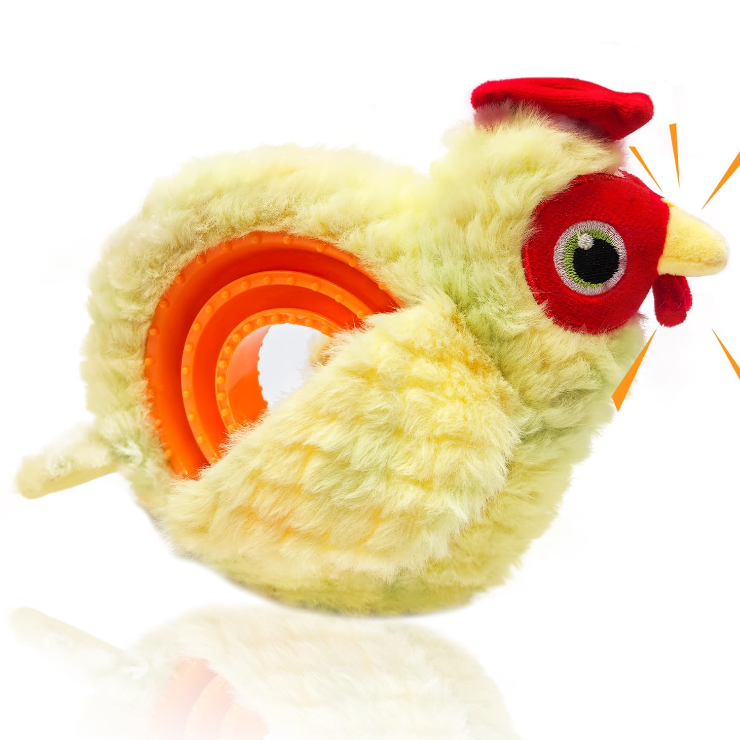 HUGEME Chicken Plush Tug of War Dog Toy, Stuffed Crinkle Dog Squeaky Toy with Slow Feeder Puppy Chew Toy for Small Medium Large 