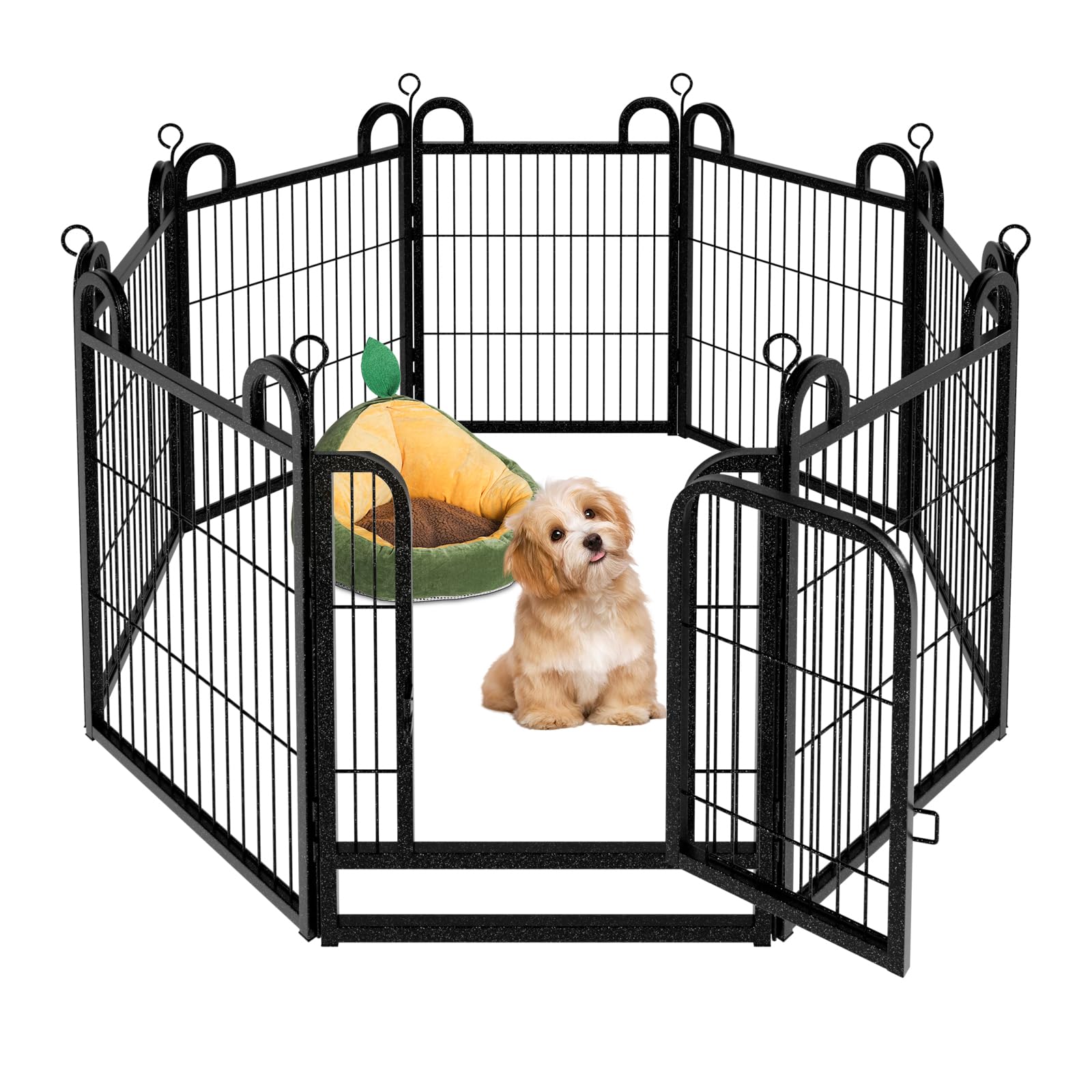 Puppy Playpen 8 Panels Small Dog Fence Outdoor Indoor Use 24'' Height Anti-Rust With Doors Portable Dog Play Pen For Rv Camping 