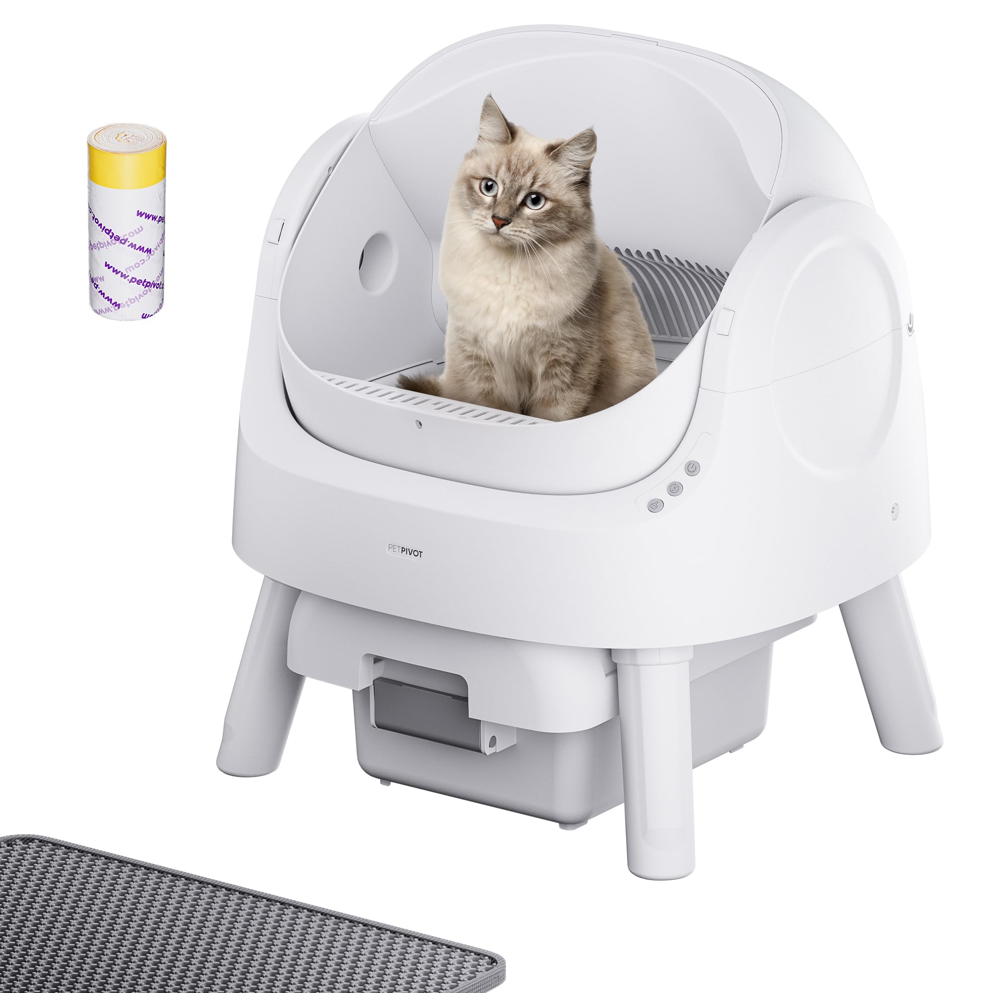Petpivot Autoscooper 11 Open-Top Self Cleaning Cat Litter Box, Automatic Cat Litter Box For Multiple Cats With Trash Bags And Li