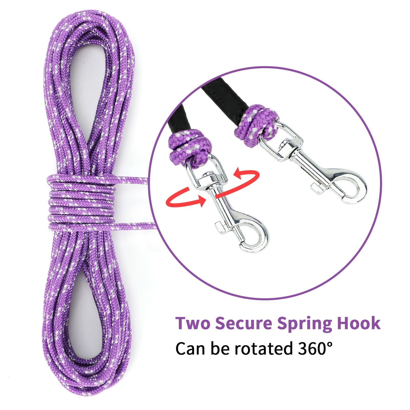 Rypet Reflective Cat Long Leash - 50 Ft Escape Proof Walking Leads Yard Long Leash Durable Safe Personalized Extender Leash Tran